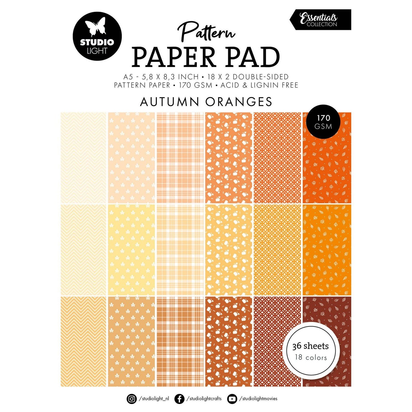 Studio Light • Bloc de papier à motifs essentiels nuances d'orange