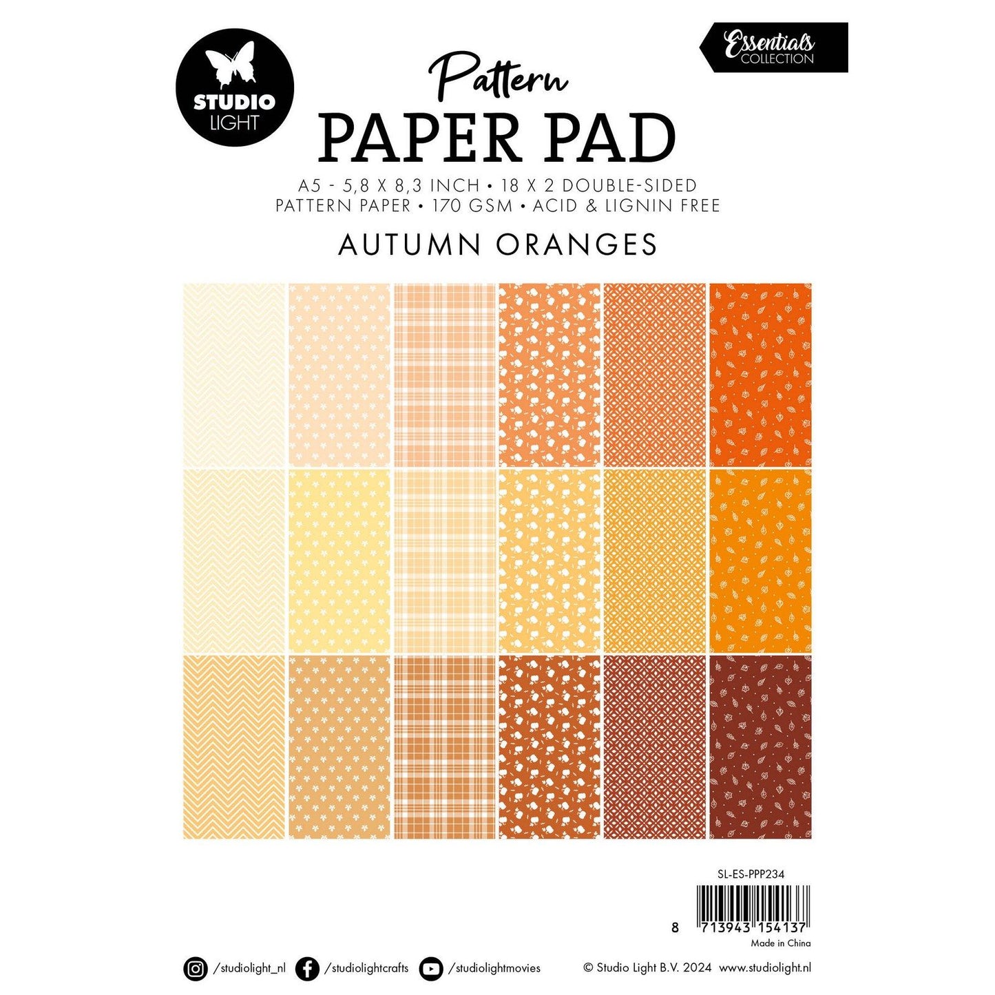 Studio Light • Bloc de papier à motifs essentiels nuances d'orange