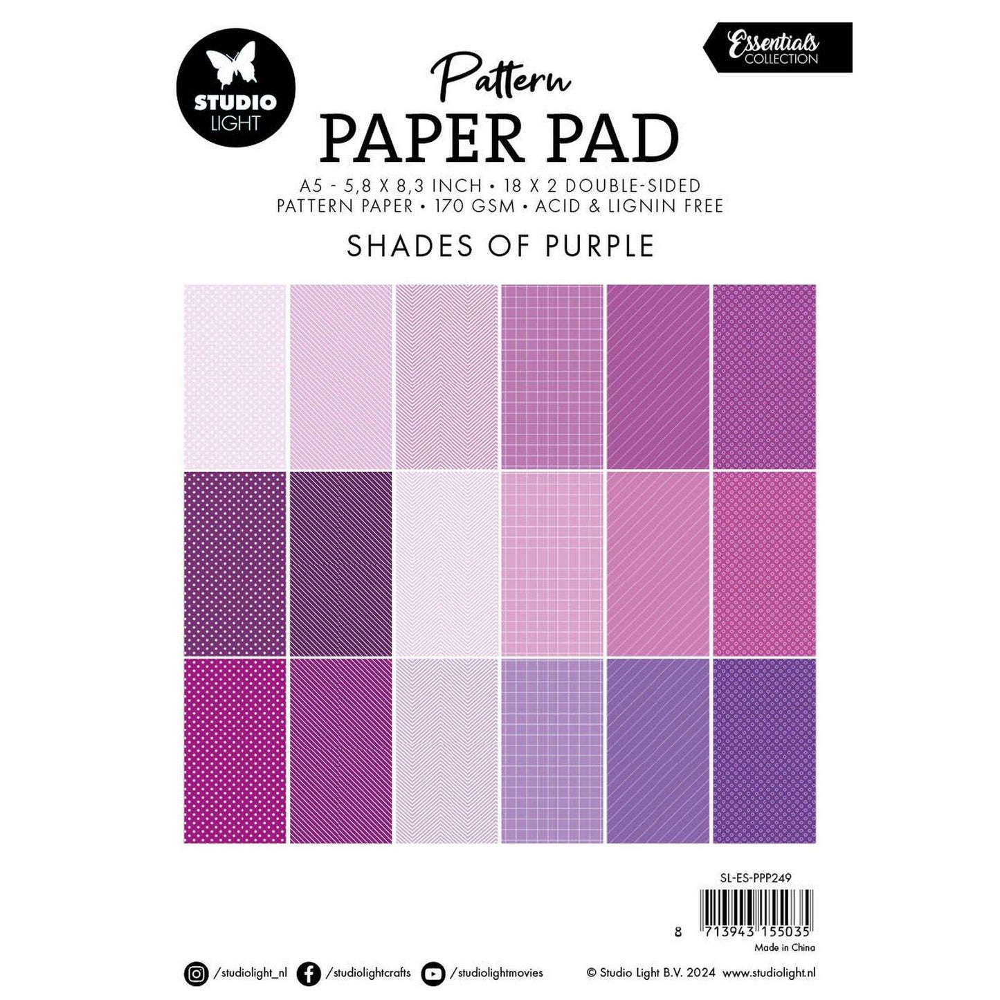 Studio Light • Bloc de papier à motifs essentiels nuances de violet
