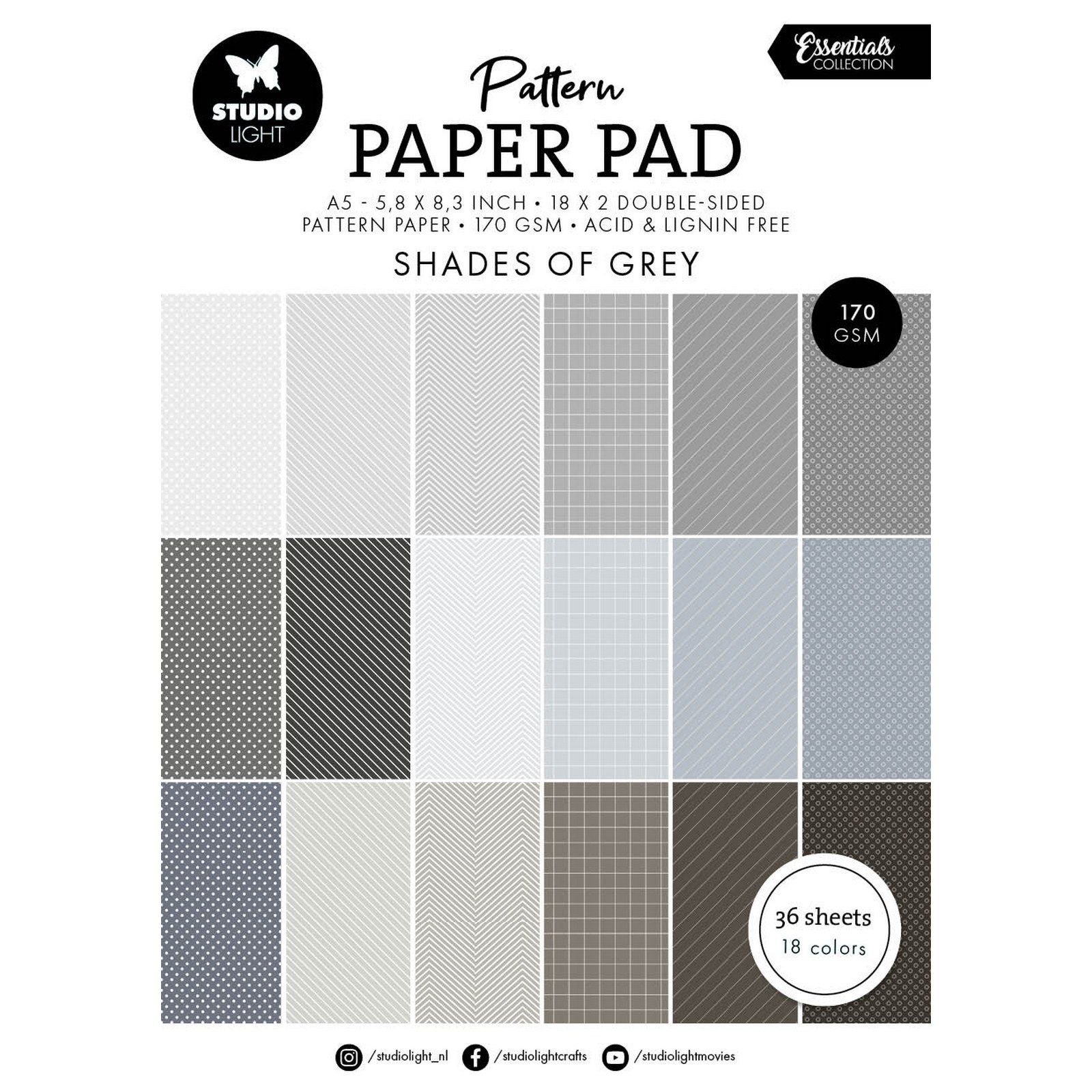 Studio light • bloc de papier à motifs essentiels nuances de gris