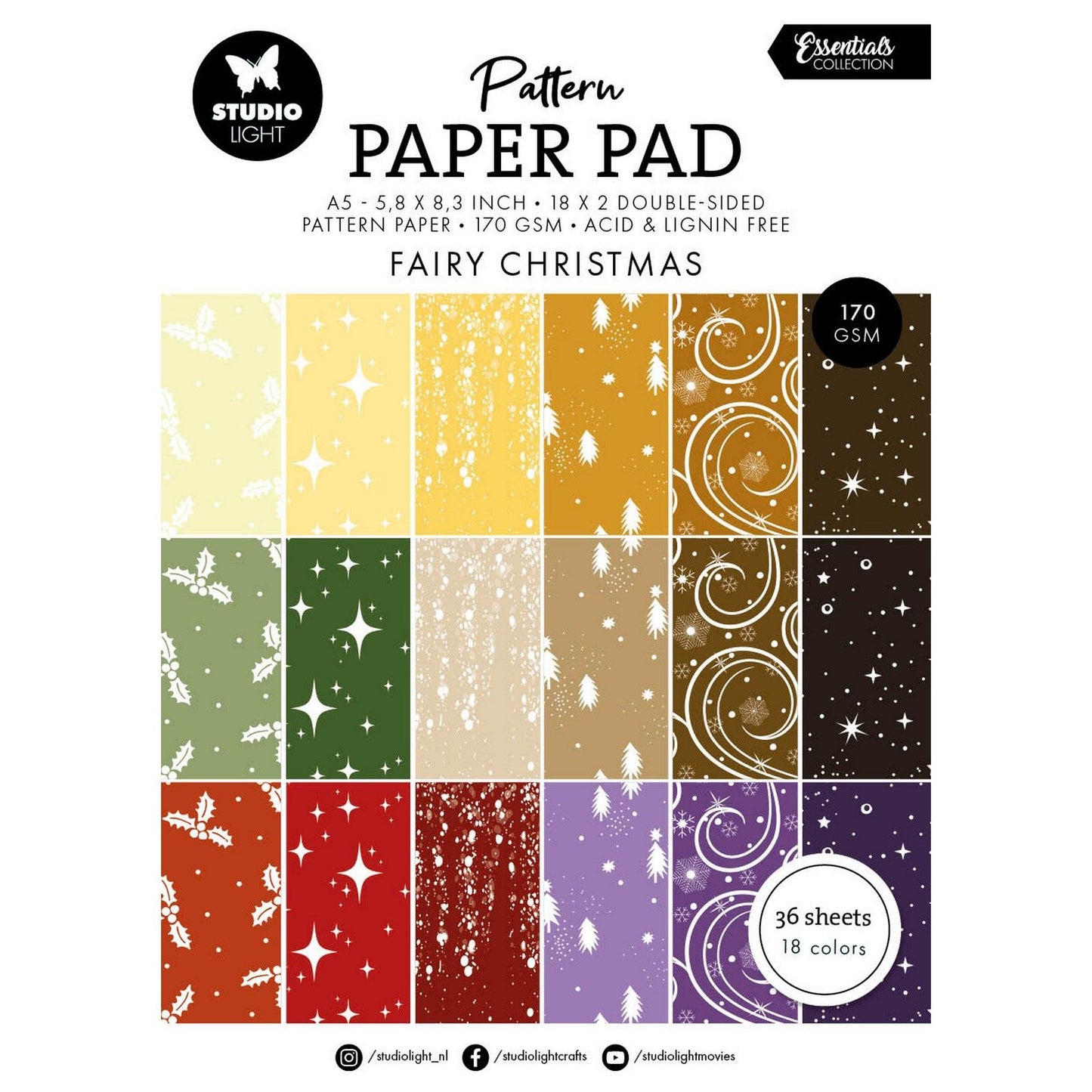 Studio Light • Bloc de papier à motifs Essentials Fée Noël