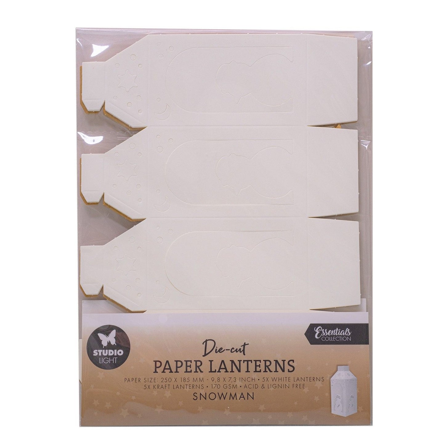 Lampe de studio • lanternes en papier découpées essentielles, bonhomme de neige