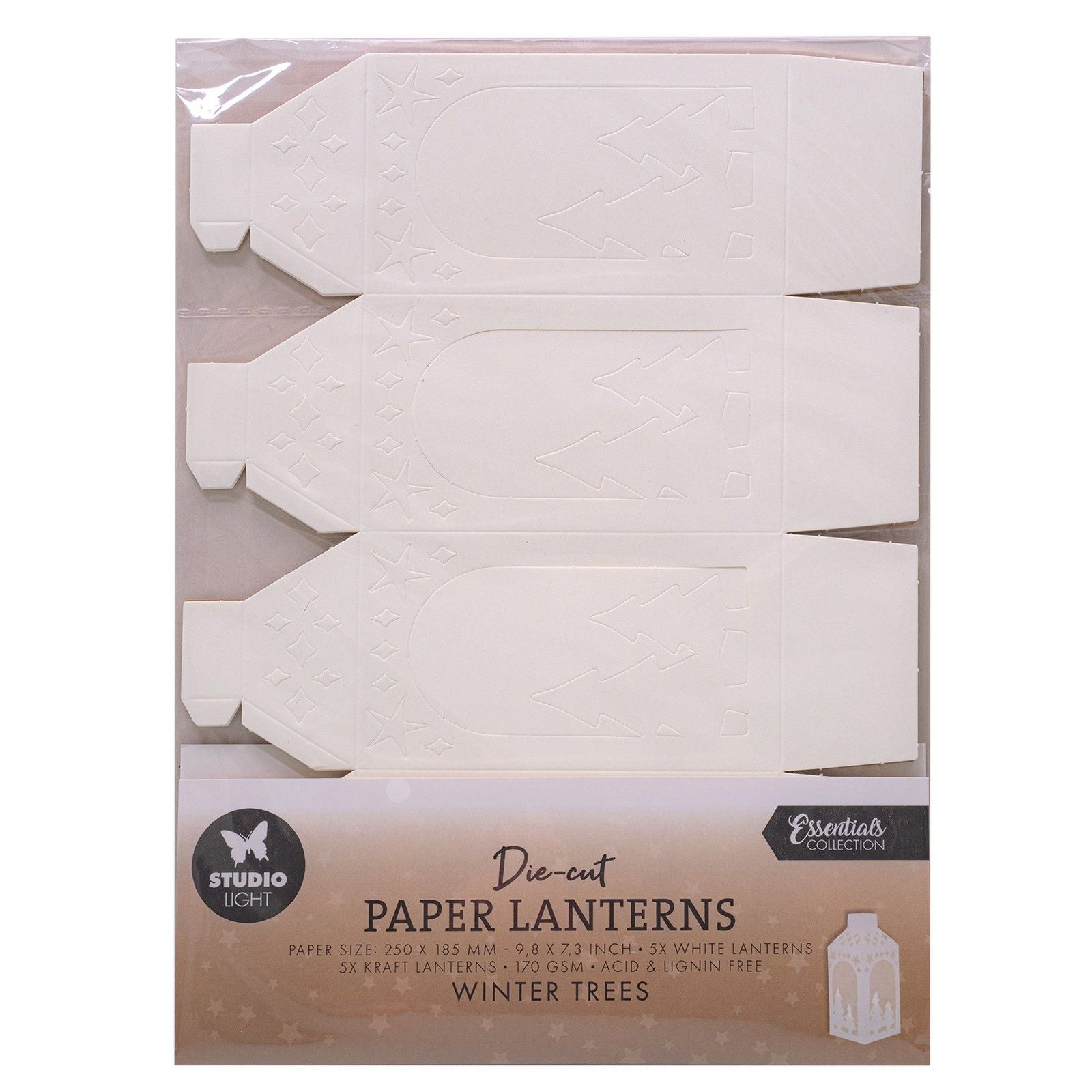Lampe de studio • lanternes en papier découpées essentielles, arbres d'hiver