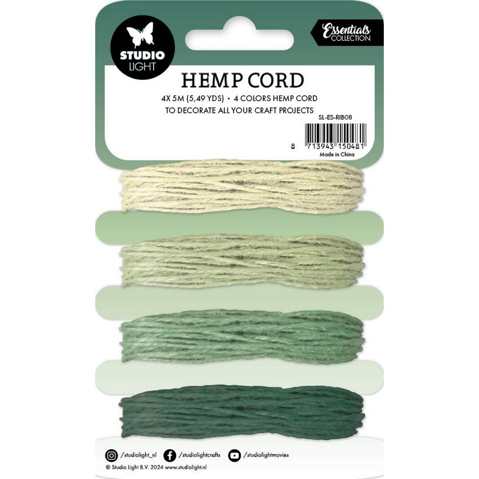 Lampe studio • consommables cordon de chanvre nuances de vert