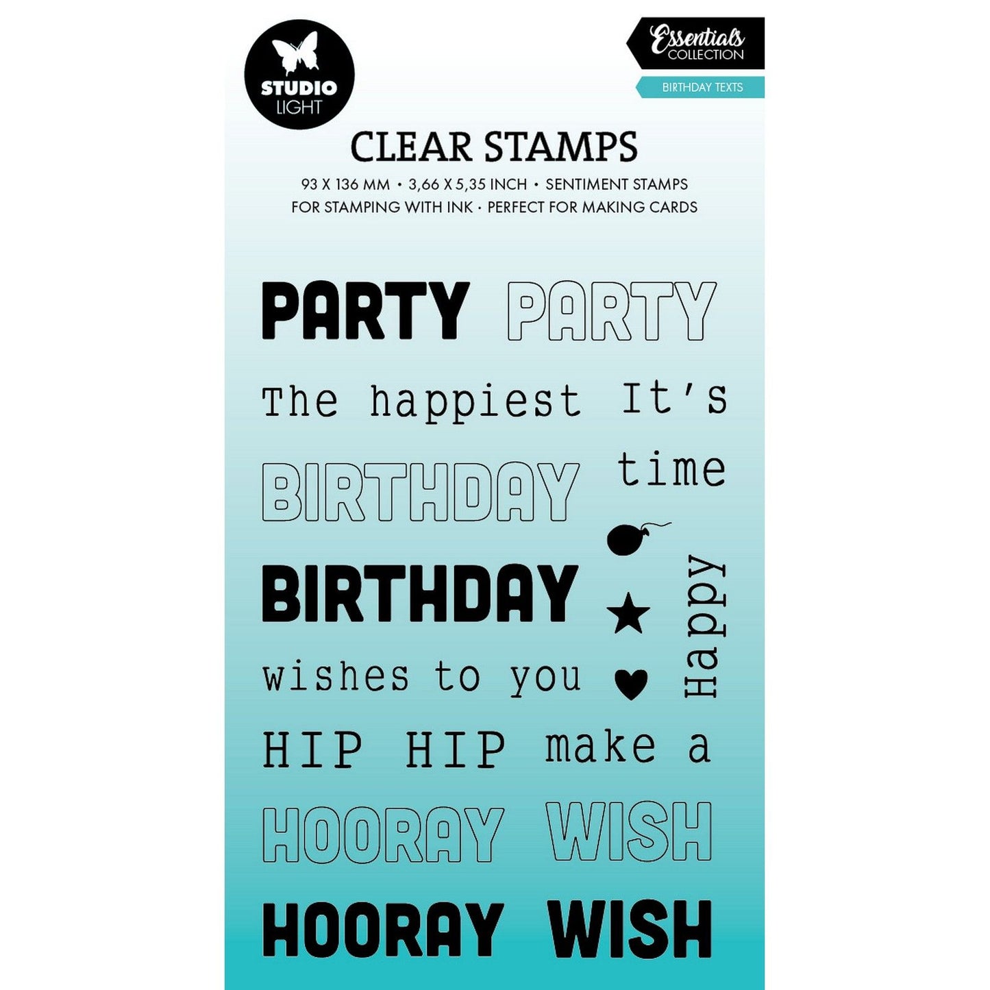 Studio Light • Essentiels tampons transparents textes d'anniversaire