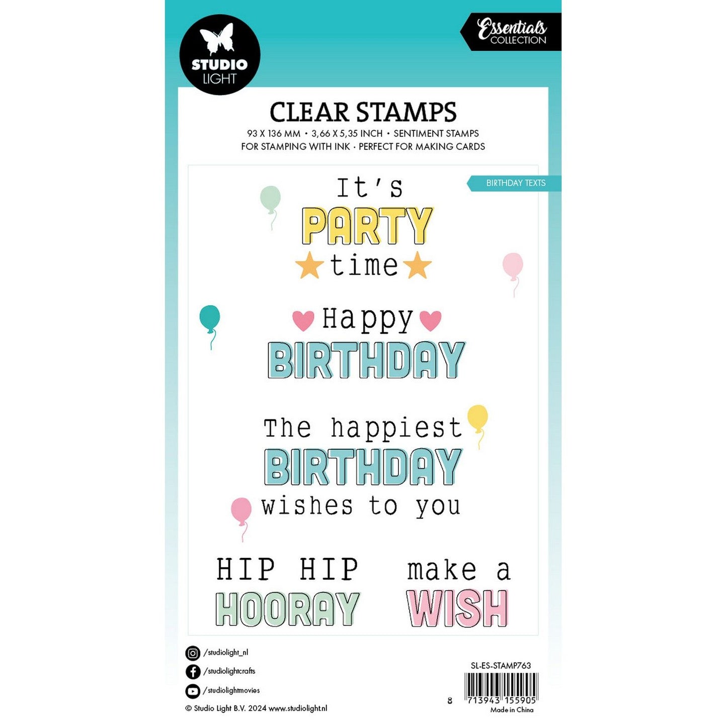 Studio Light • Essentiels tampons transparents textes d'anniversaire