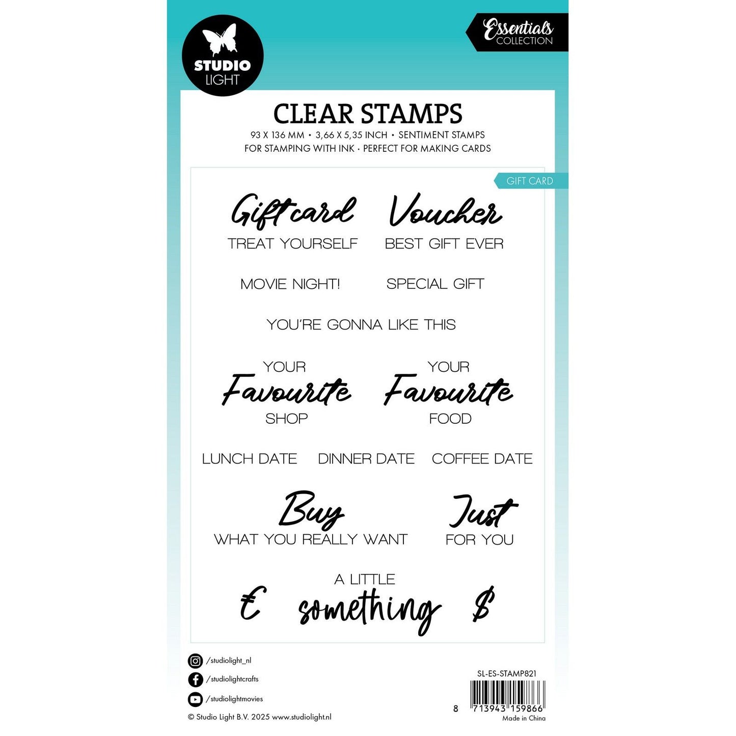 Studio Light • Carte-cadeau avec tampon transparent Essentials