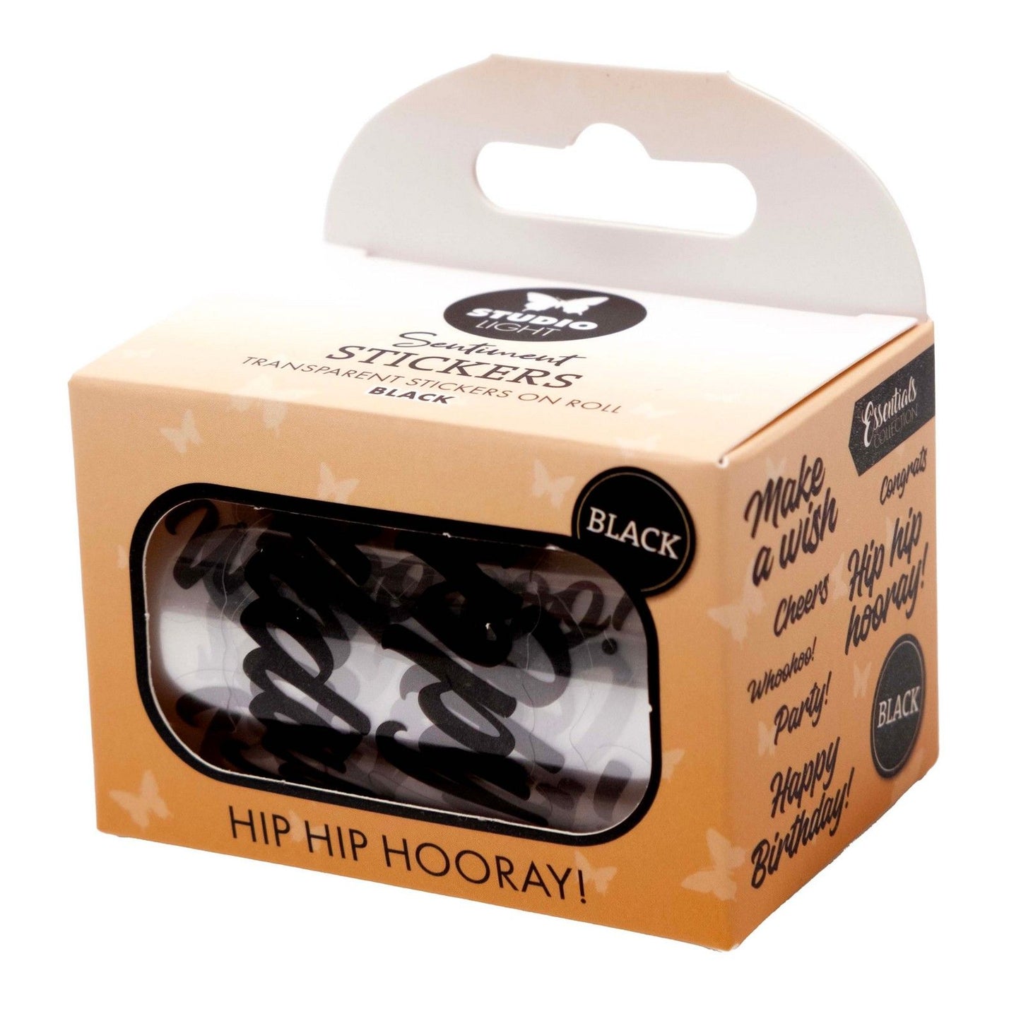 Studio Light • Essentials autocollants transparents noir hip hip hourra