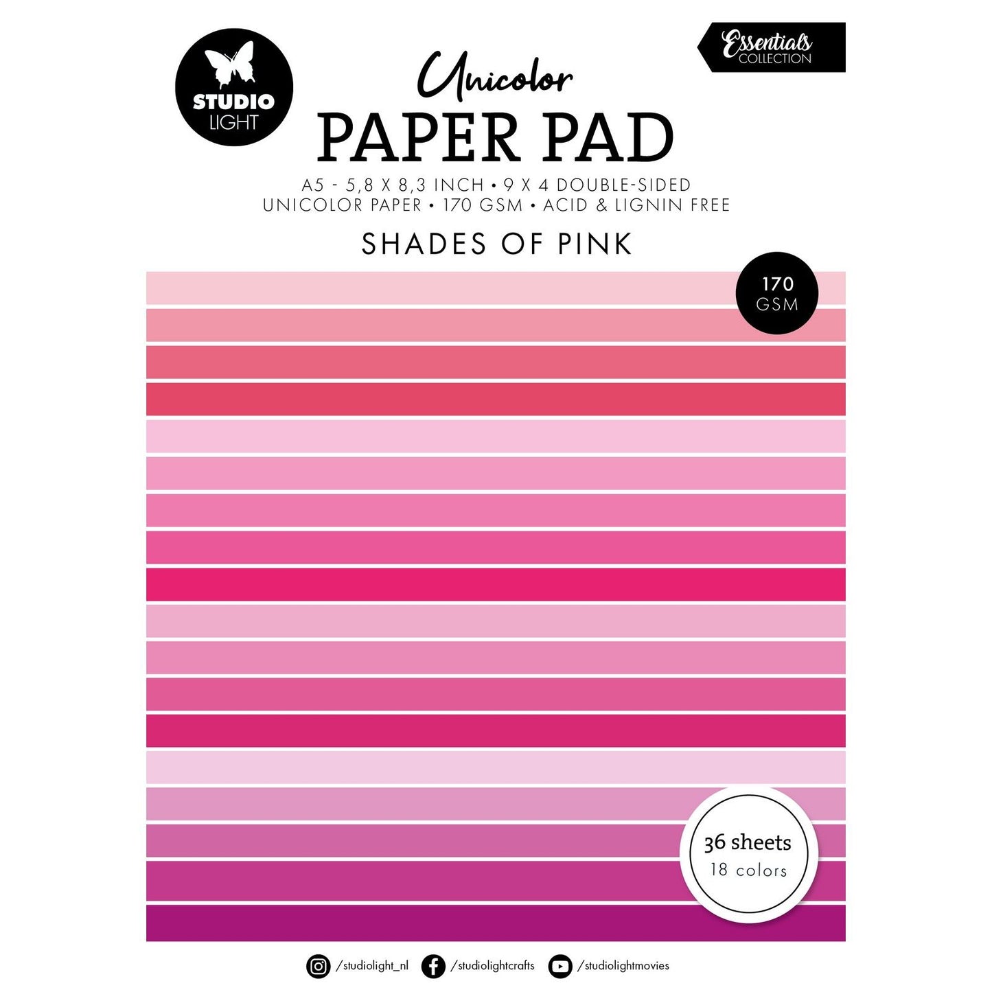 Studio light • essentials bloc de papier unicolor nuances de rose
