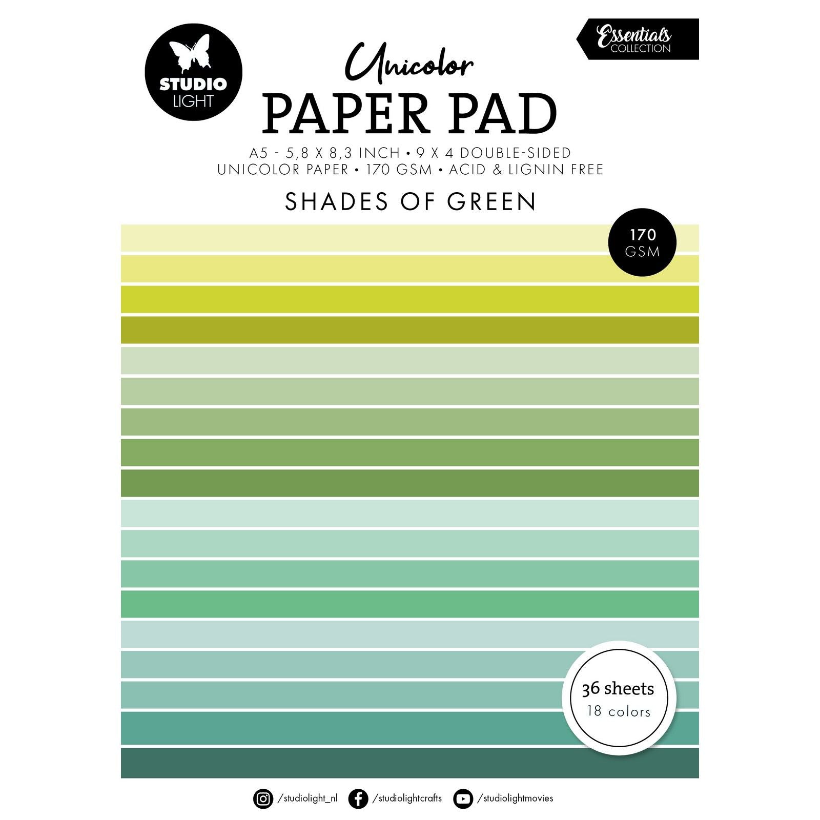 Studio light • essentials bloc de papier unicolor nuances de vert
