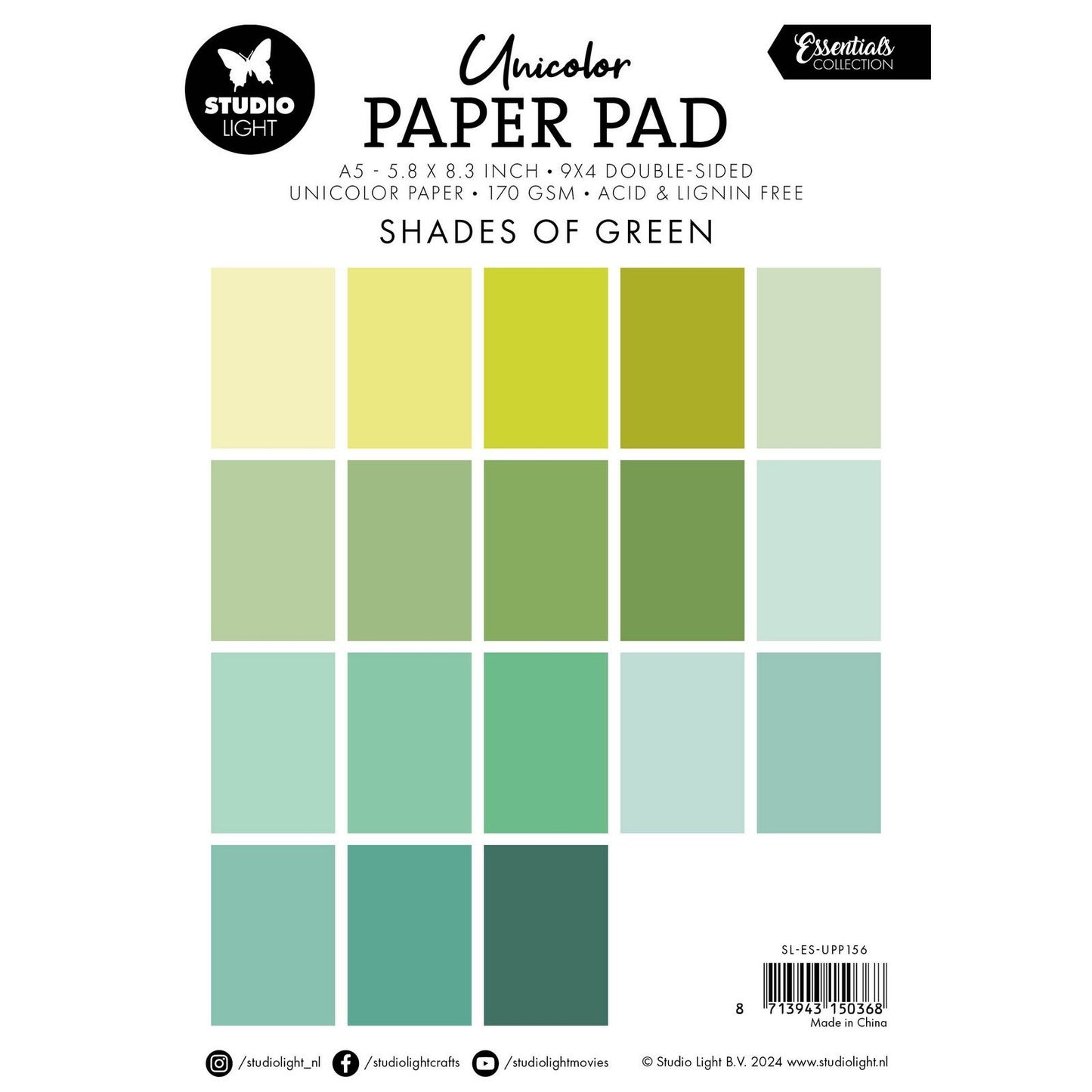 Studio light • essentials bloc de papier unicolor nuances de vert