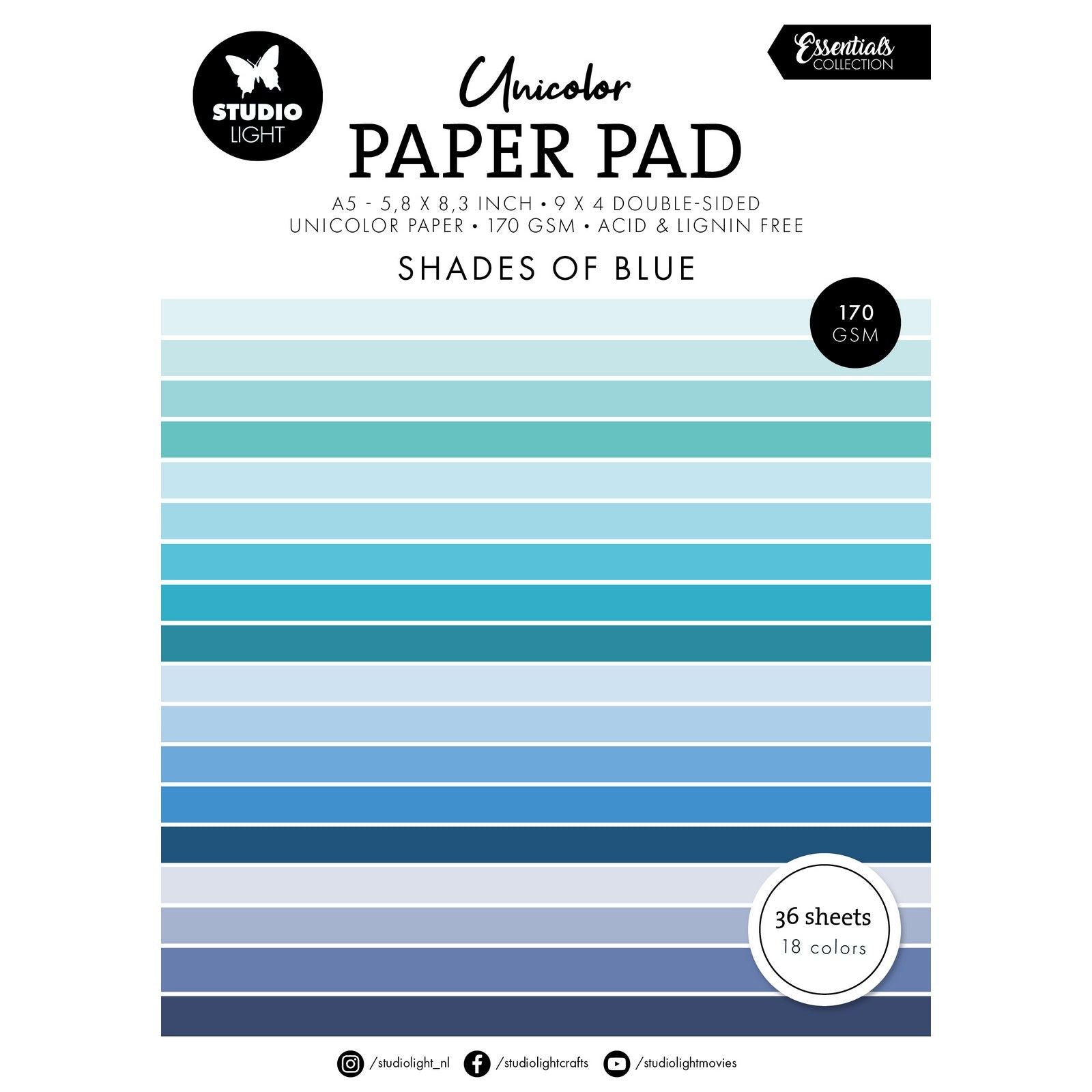 Studio light • essentials bloc de papier unicolor nuances de bleu