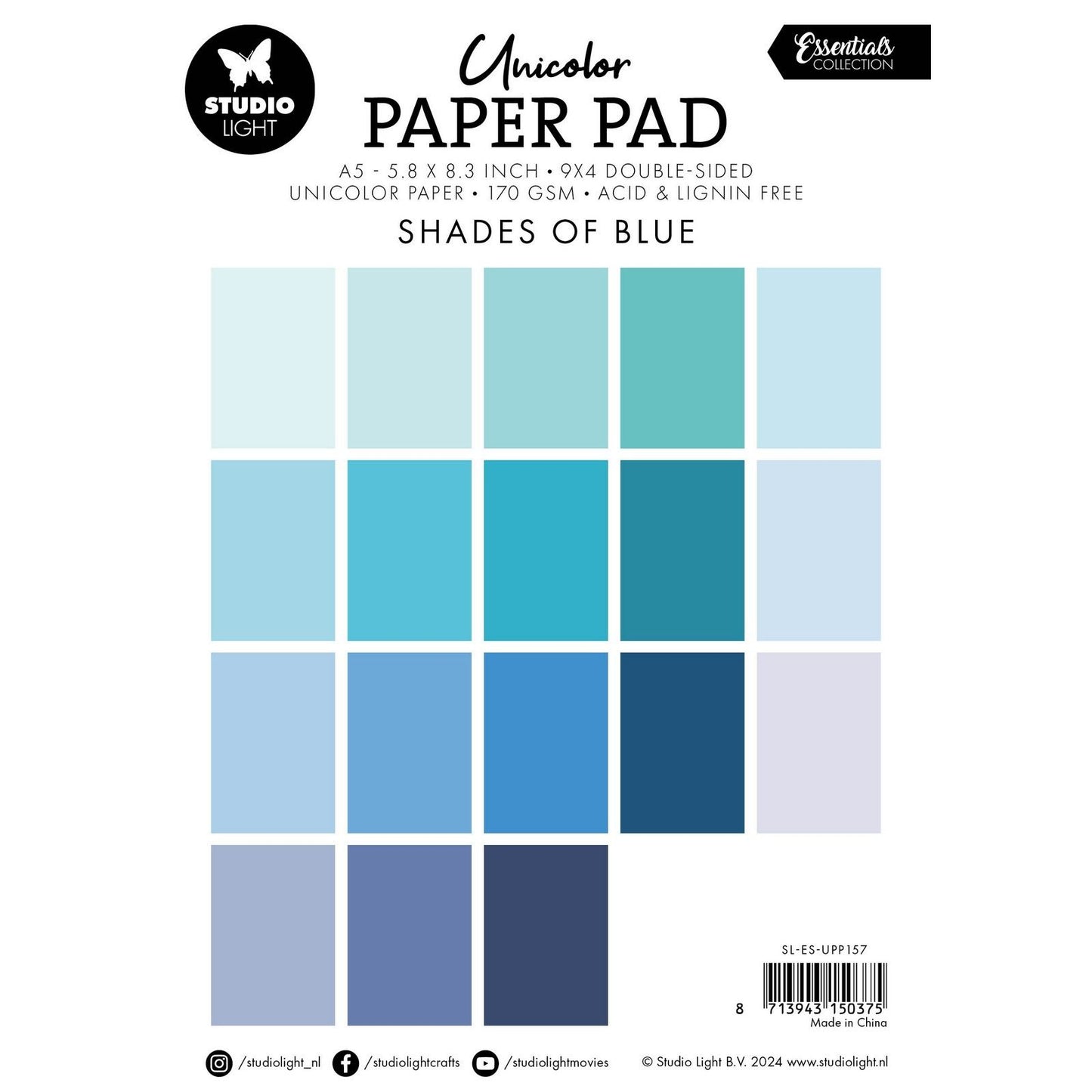 Studio light • essentials bloc de papier unicolor nuances de bleu