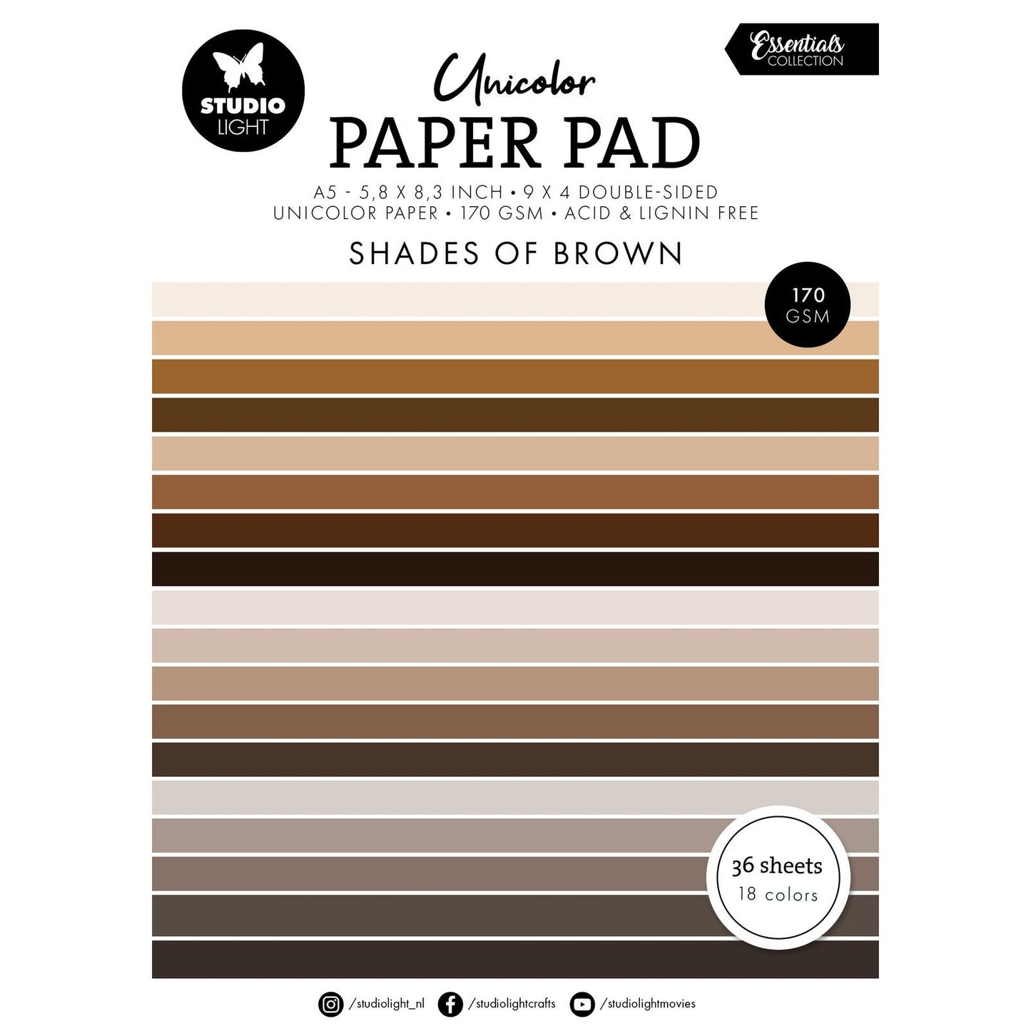 Studio light • essentials bloc de papier unicolor nuances de marron