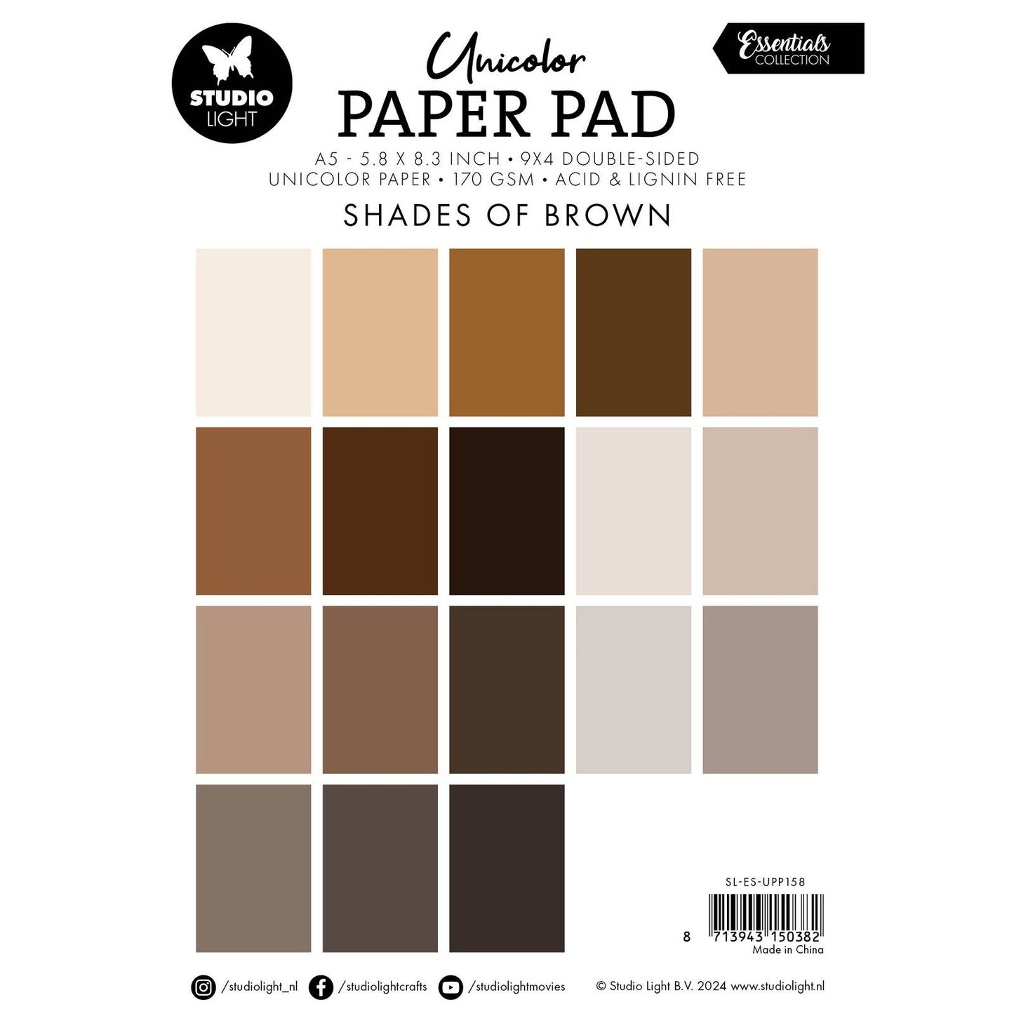 Studio light • essentials bloc de papier unicolor nuances de marron