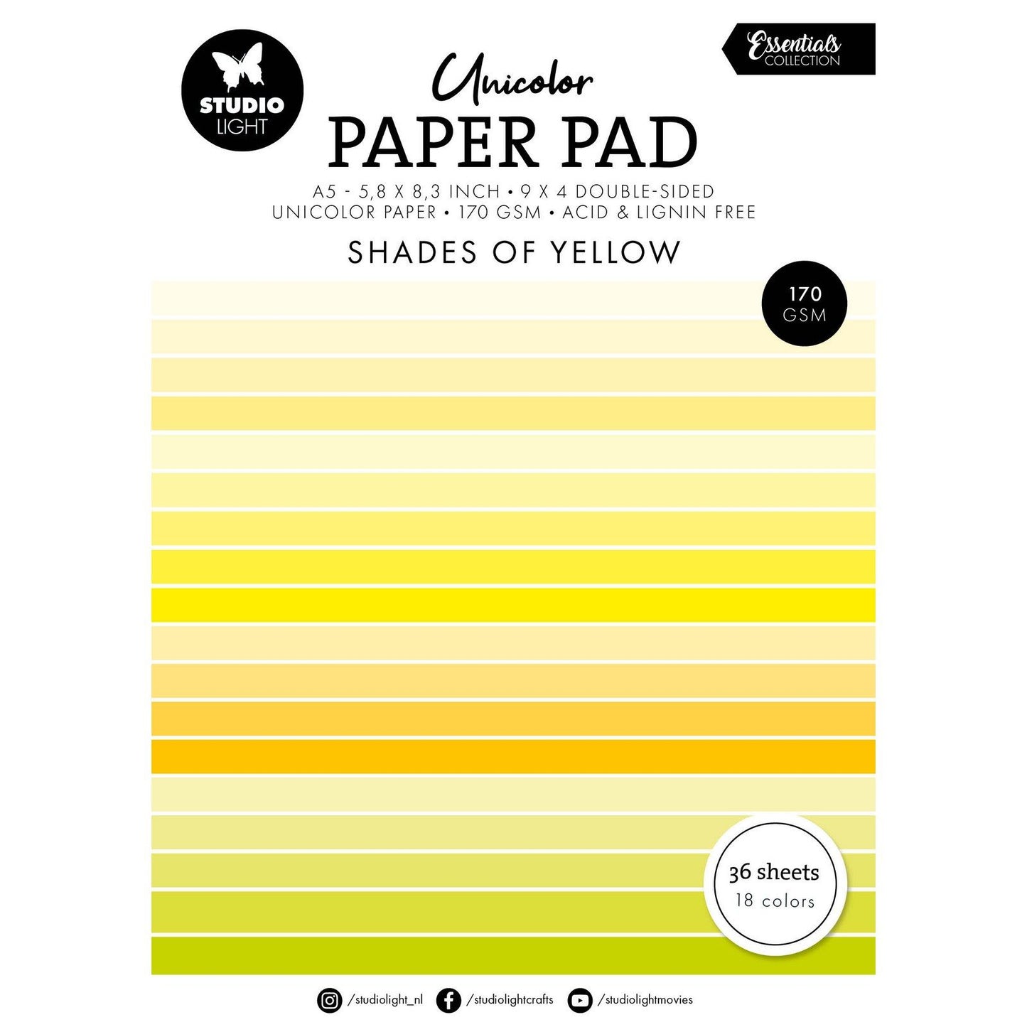 Studio light • essentials bloc de papier unicolor nuances de jaune