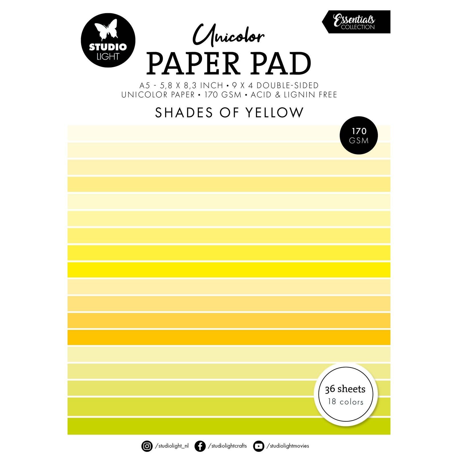 Studio light • essentials bloc de papier unicolor nuances de jaune