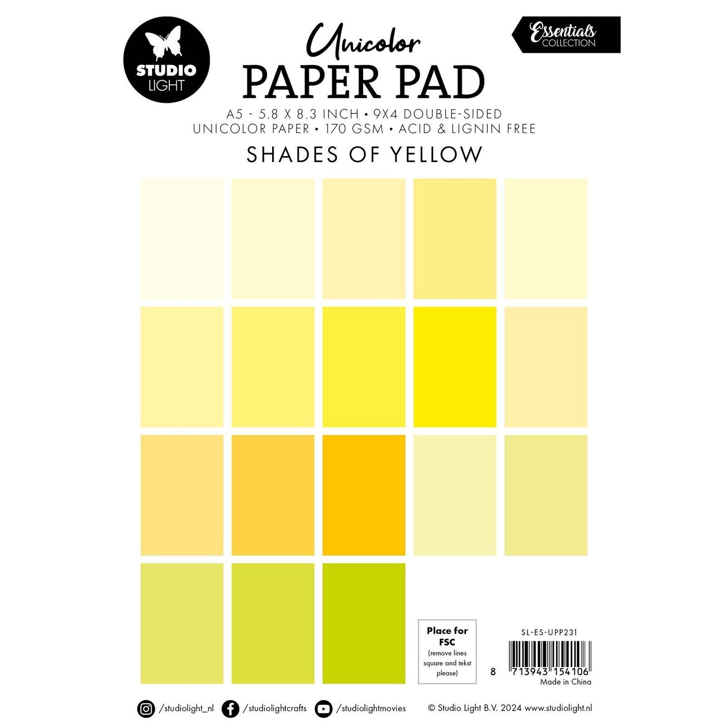Studio light • essentials bloc de papier unicolor nuances de jaune