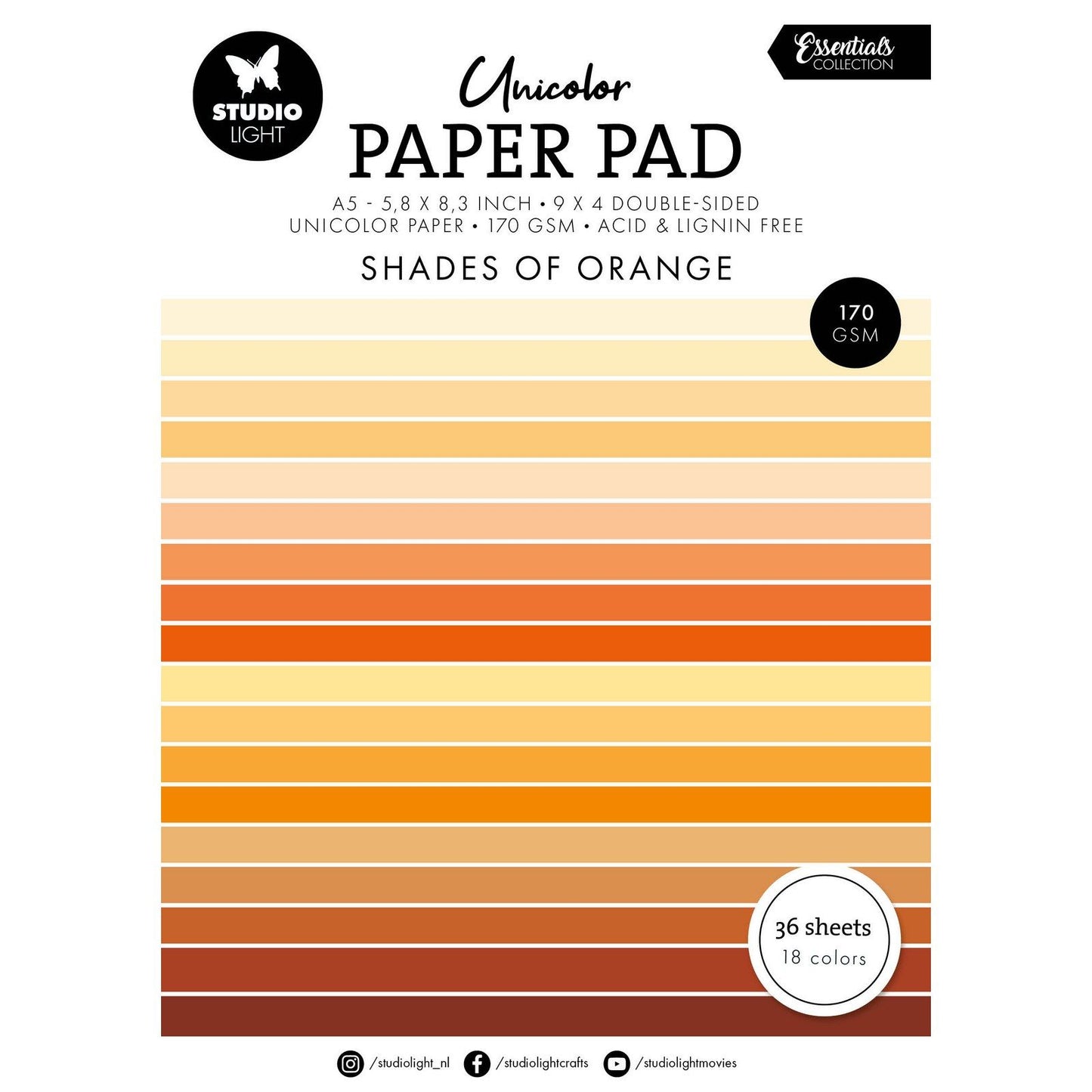 Studio Light • Essentials bloc de papier unicolor nuances d'orange
