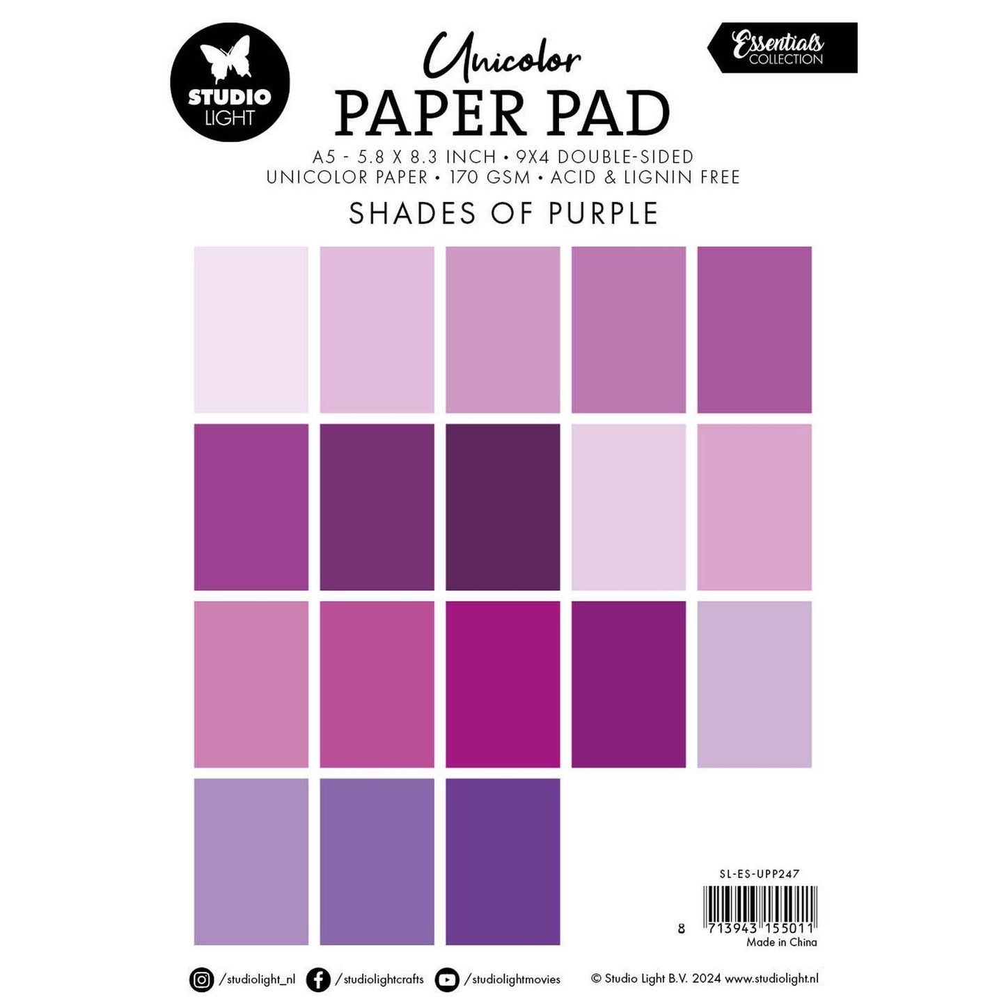 Studio Light • Essentials bloc de papier unicolor nuances de violet