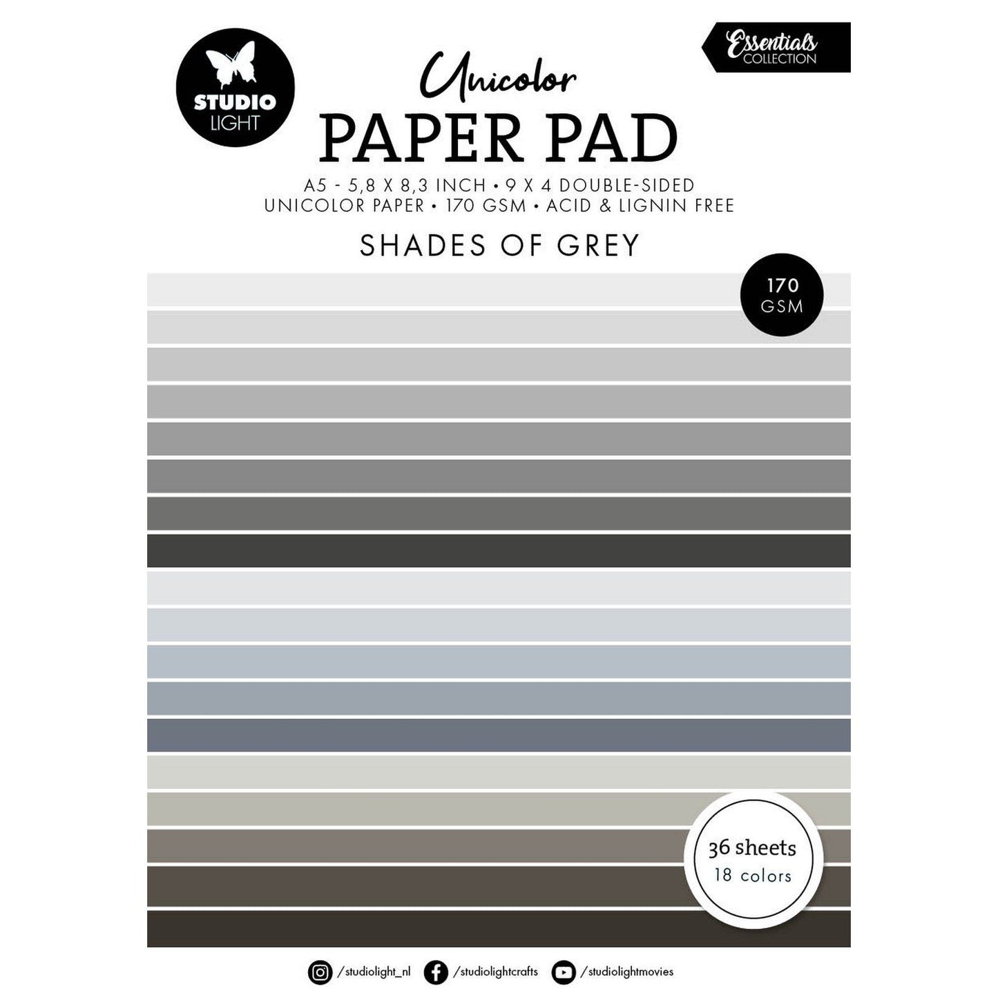 Studio light • essentials bloc de papier unicolor nuances de gris