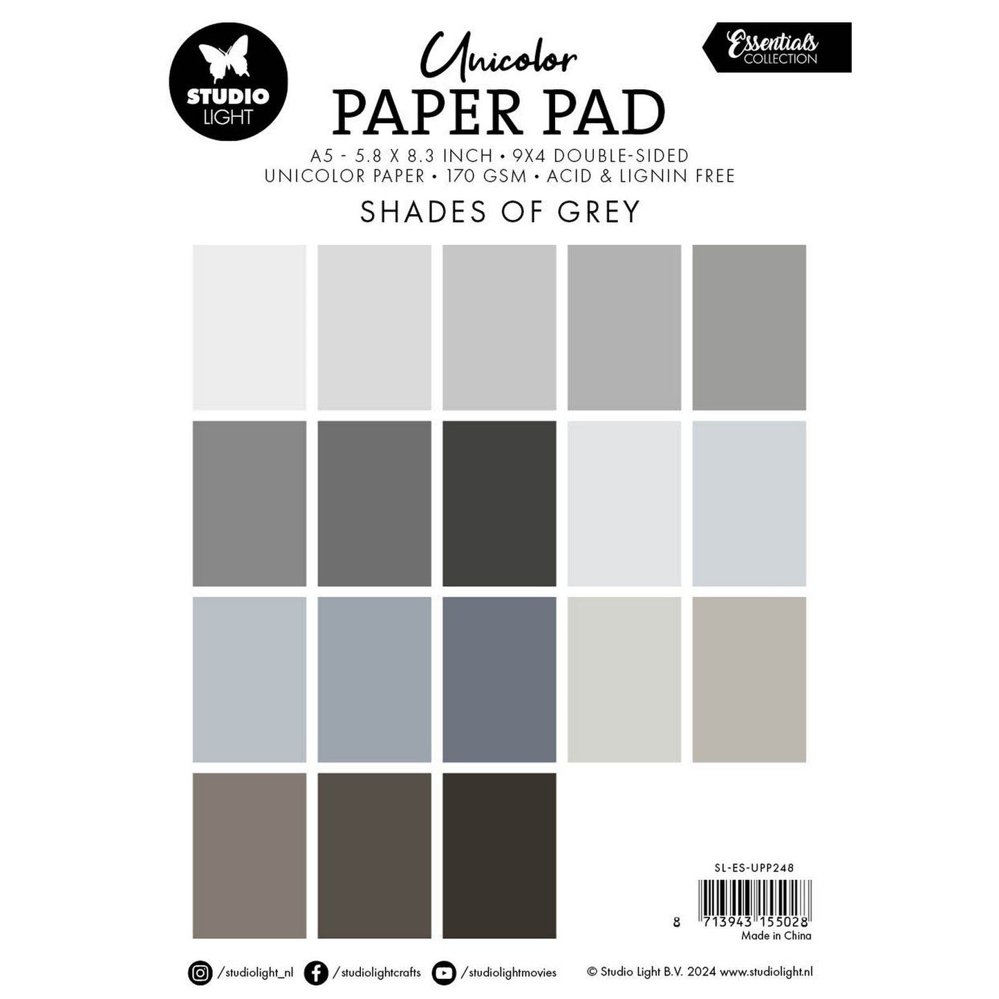 Studio light • essentials bloc de papier unicolor nuances de gris