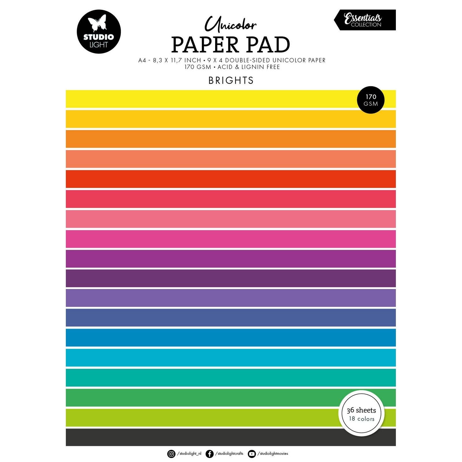Lampe de studio • Bloc de papier unicolore essentiel, tons vifs