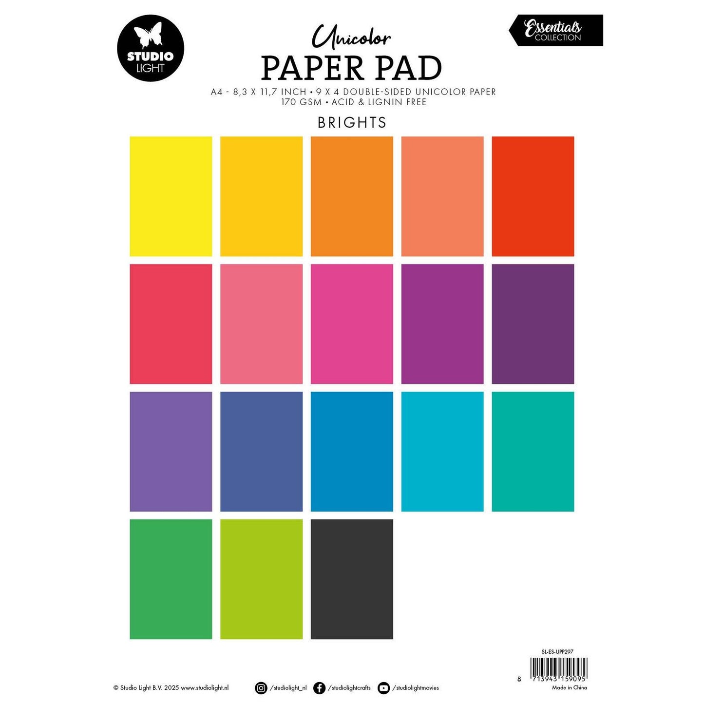 Lampe de studio • Bloc de papier unicolore essentiel, tons vifs