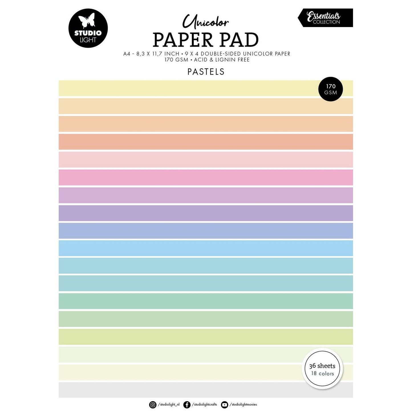 Studio Light • Essentials bloc de papier uni tons pastels