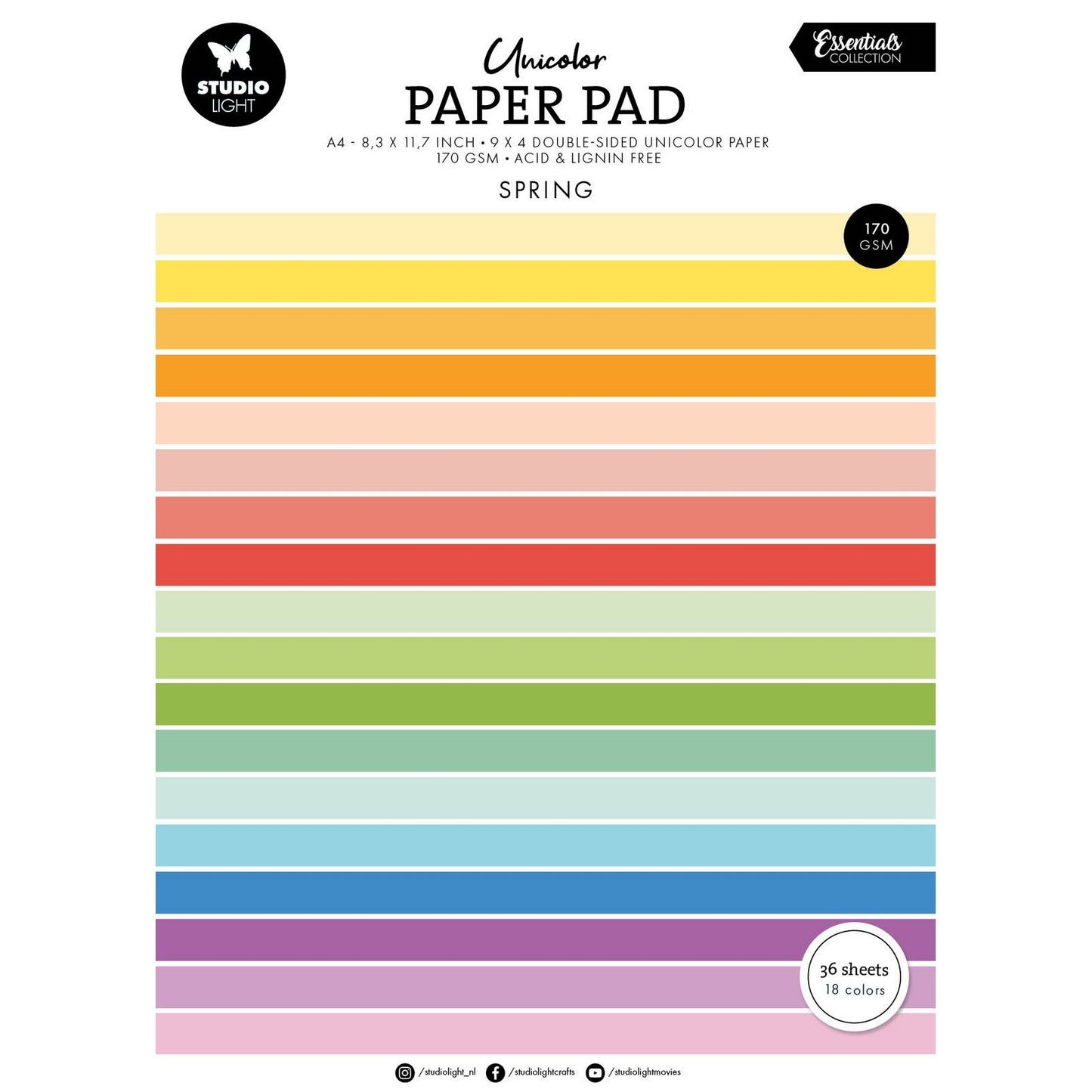 Lampe de studio • Essentials, bloc de papier uni, tons printaniers