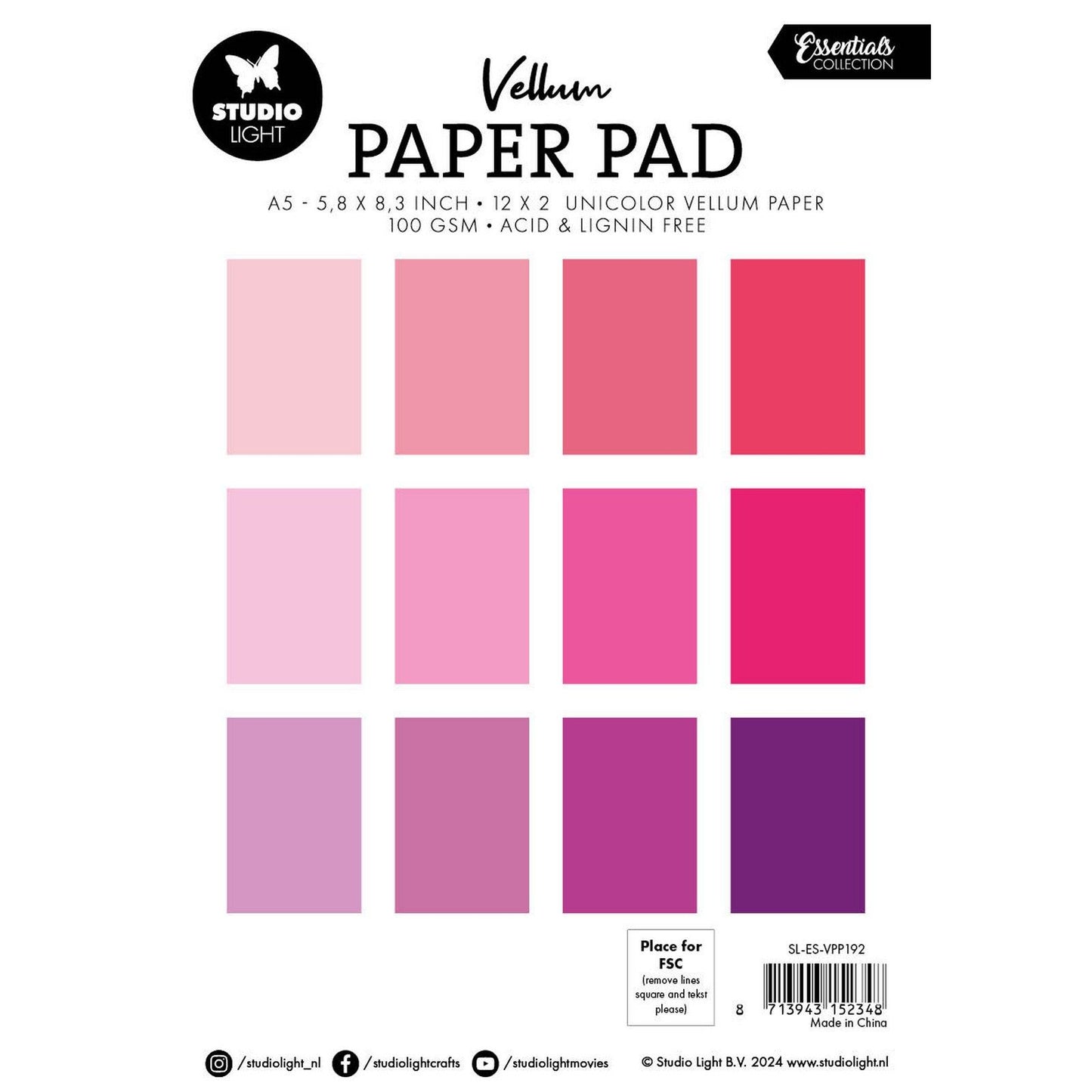 Studio light • bloc de papier vélin essentiel papier uni