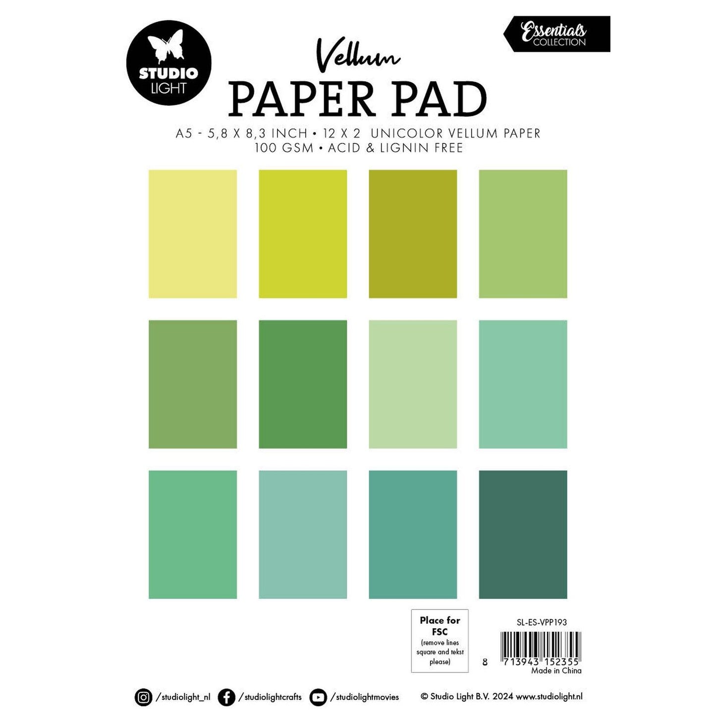 Studio light • bloc de papier vélin essentiel papier uni