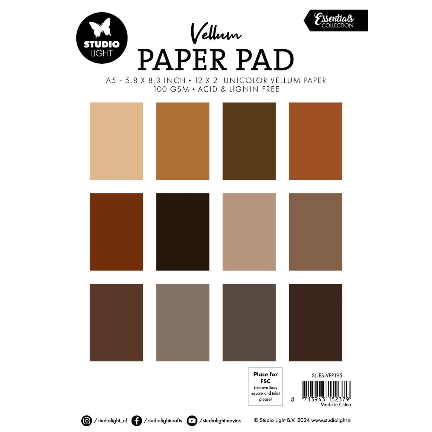Studio light • bloc de papier vélin essentiel papier uni