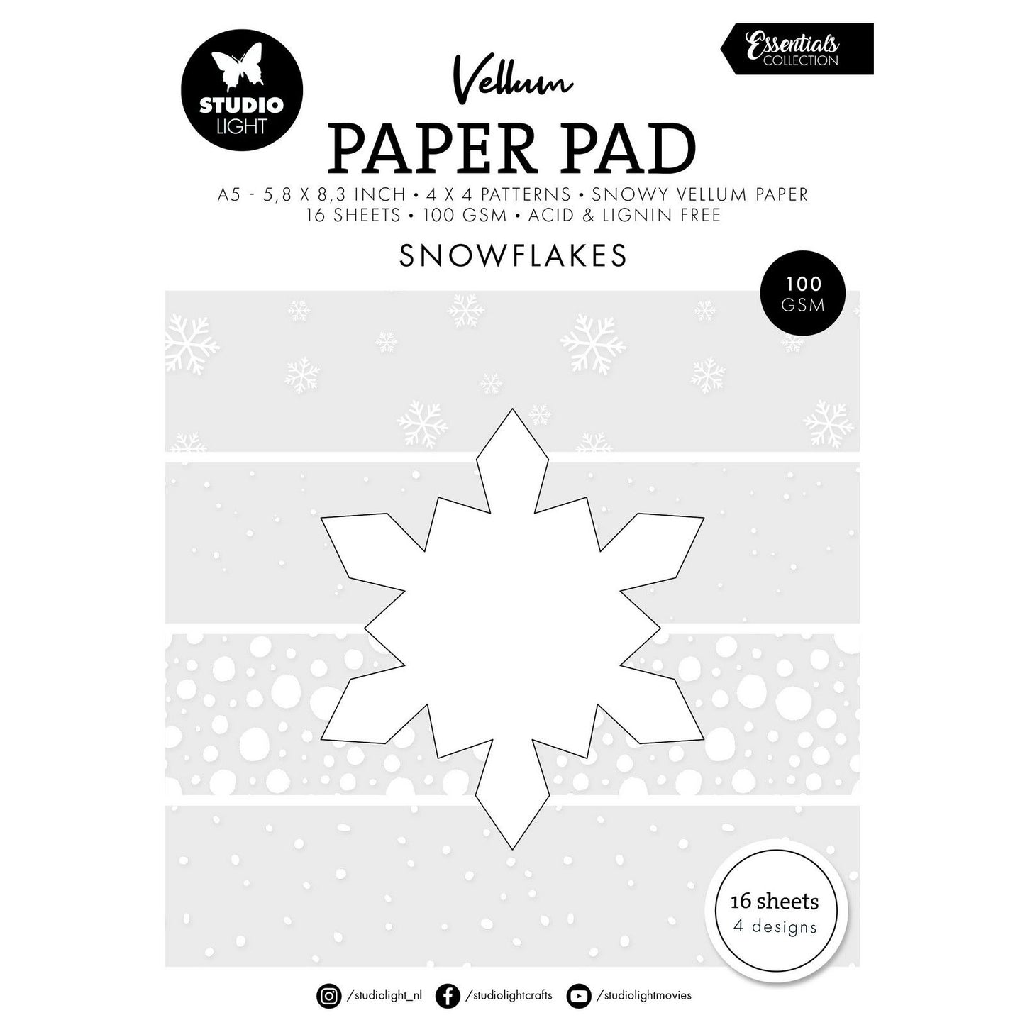 Studio Light • Essentials Bloc de papier vélin Flocons de neige