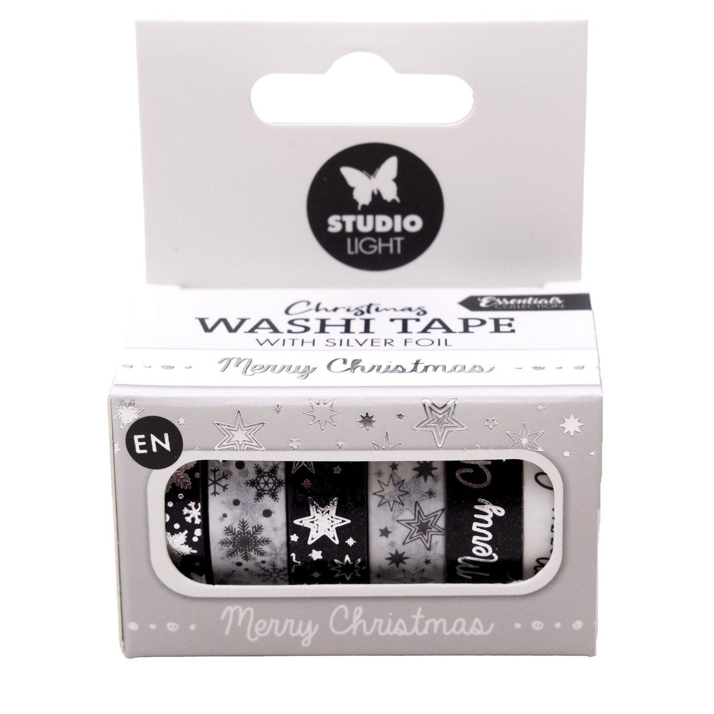 Studio Light • Essentials Washi Tape Noir Blanc Anglais Argent