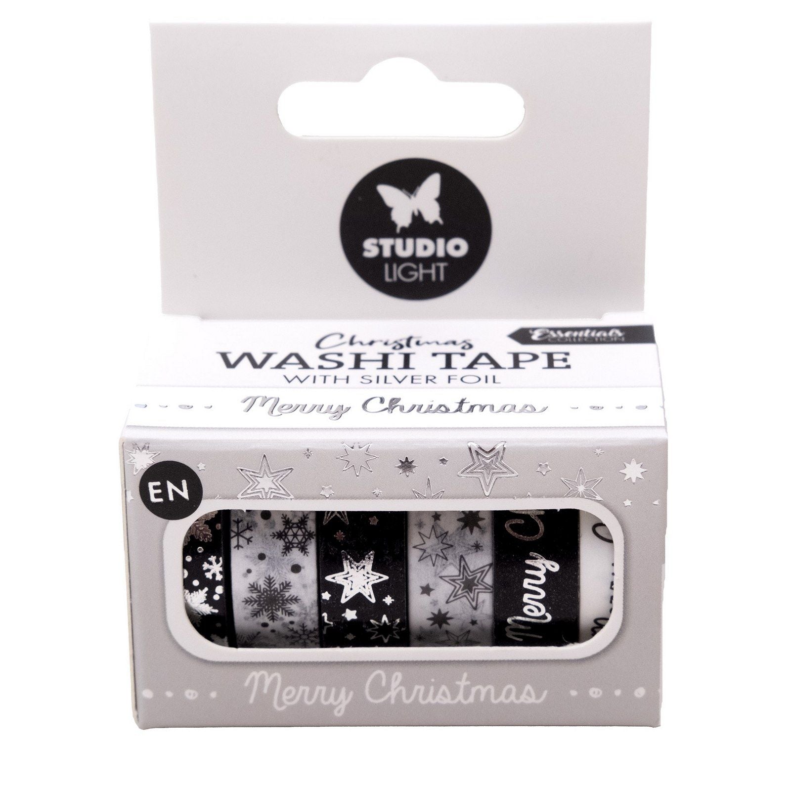 Studio Light • Essentials Washi Tape Noir Blanc Anglais Argent