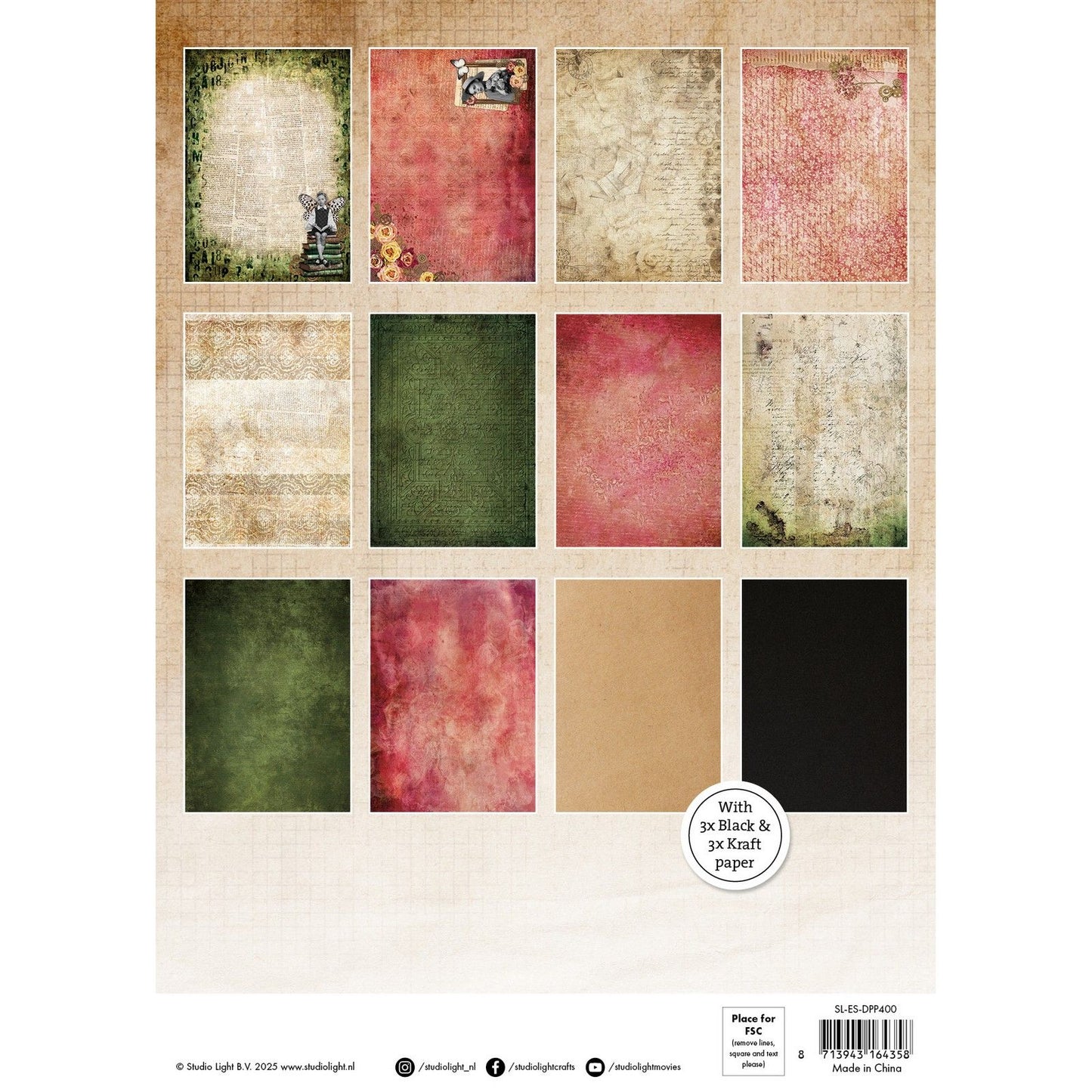 Studio Light • Papiers de fond pour bloc de papier design de la collection grunge