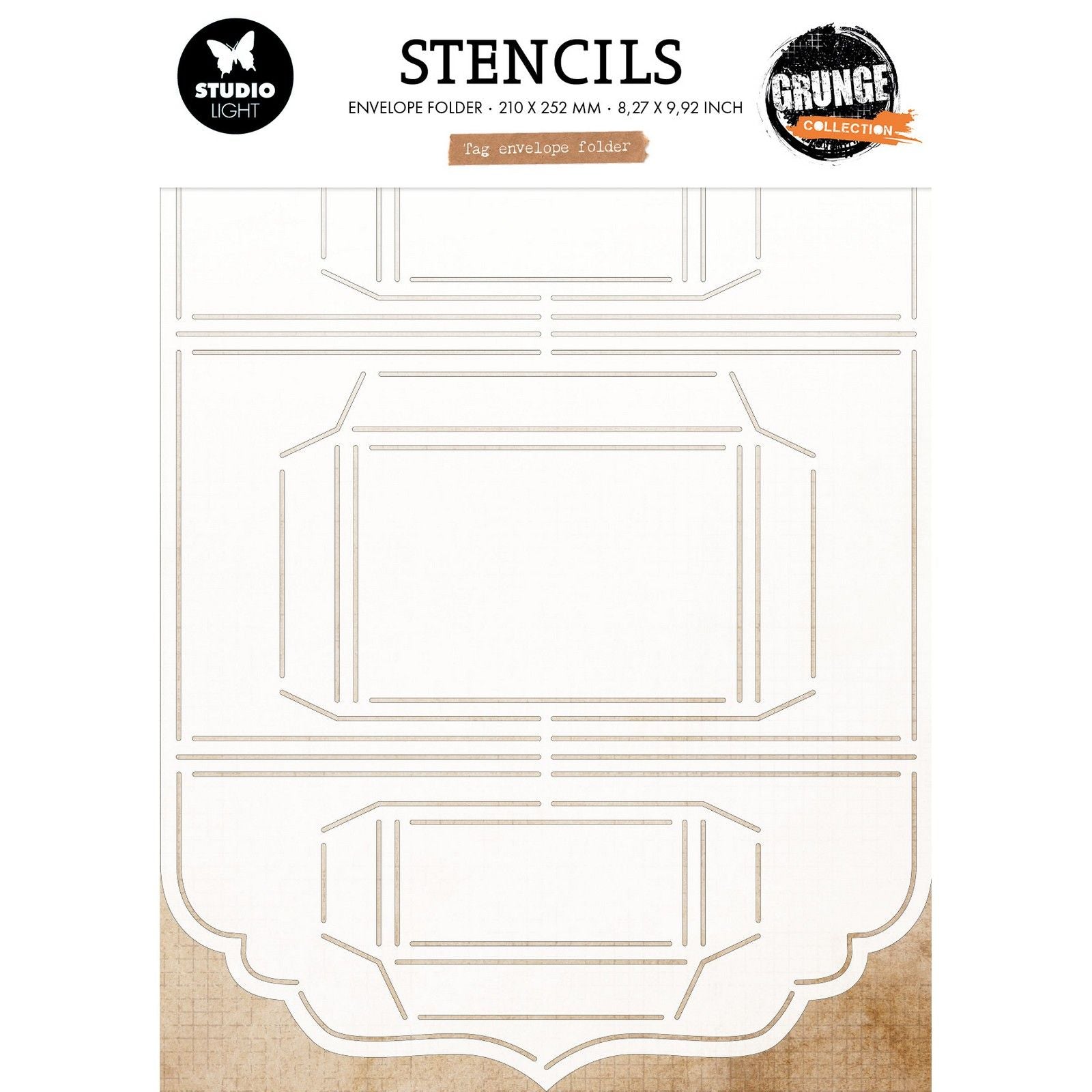 Studio Light • Enveloppe d'étiquette de pochoir de collection grunge
