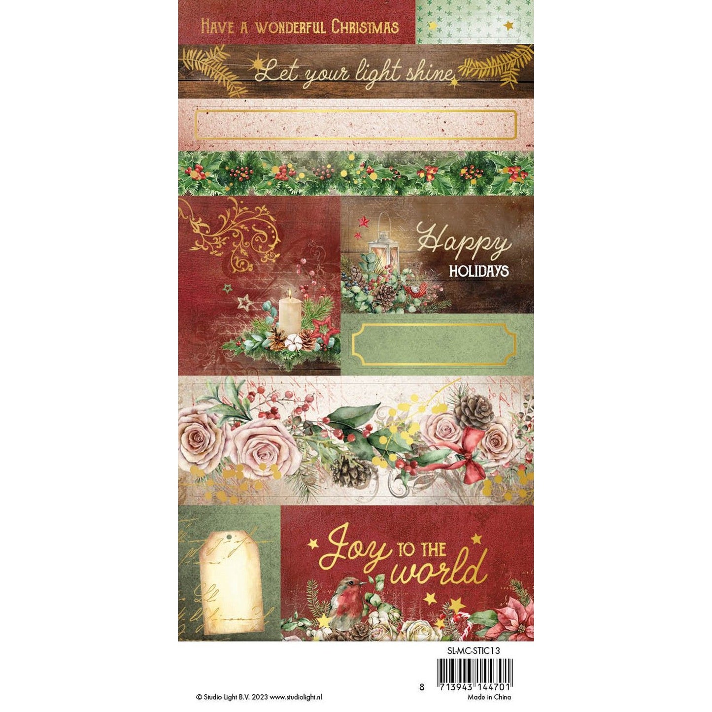 Studio Light • Feuilles d'autocollants de Noël magiques 2x2