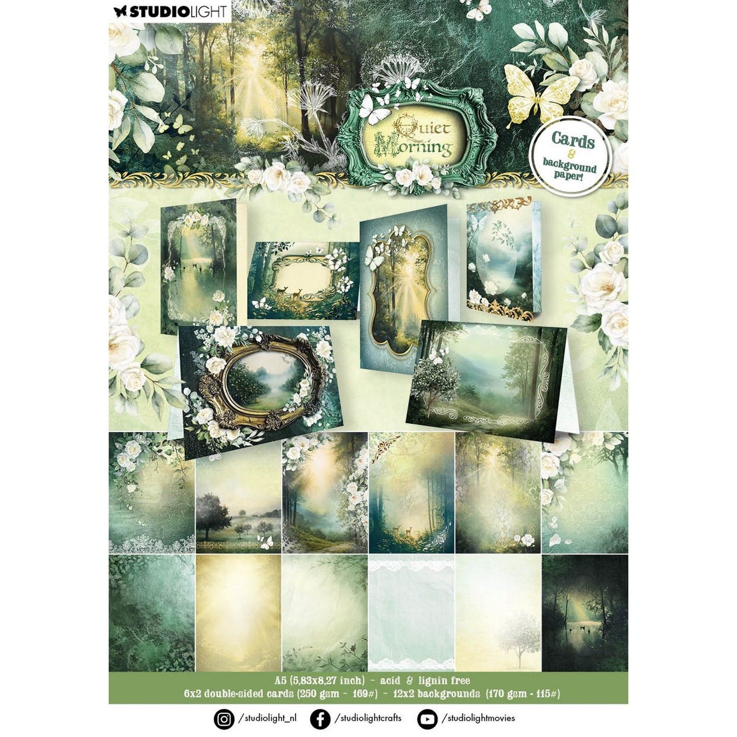 Studio Light • Bloc de papier design pour cartes, arrière-plan matin calme 148 x 210 x 11 mm, 36 feuilles