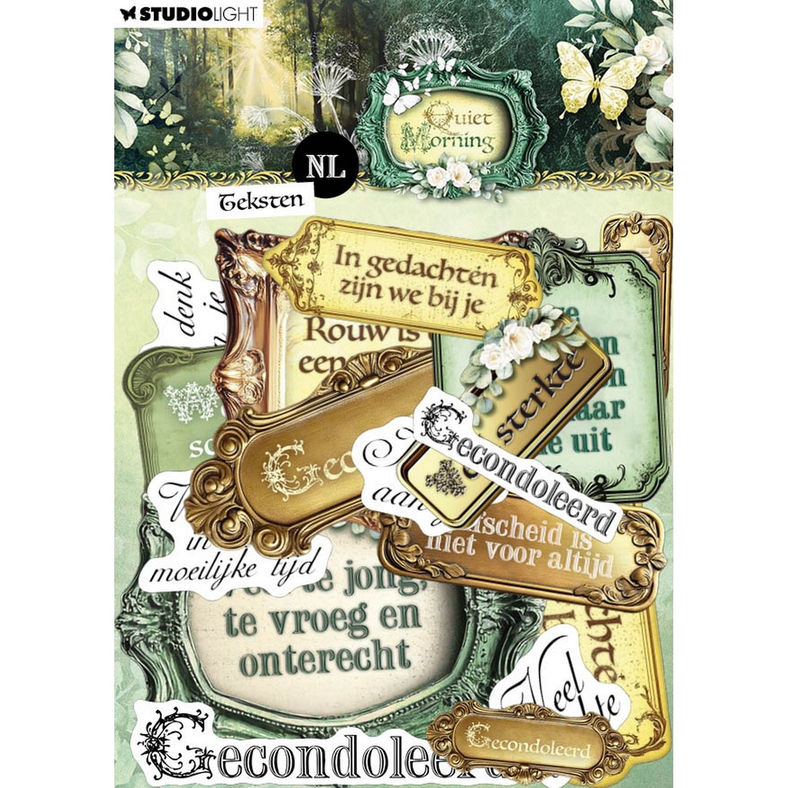 Lampe de studio • textes d'éléments en papier - nl matin calme 105x148x5mm 24 pièces