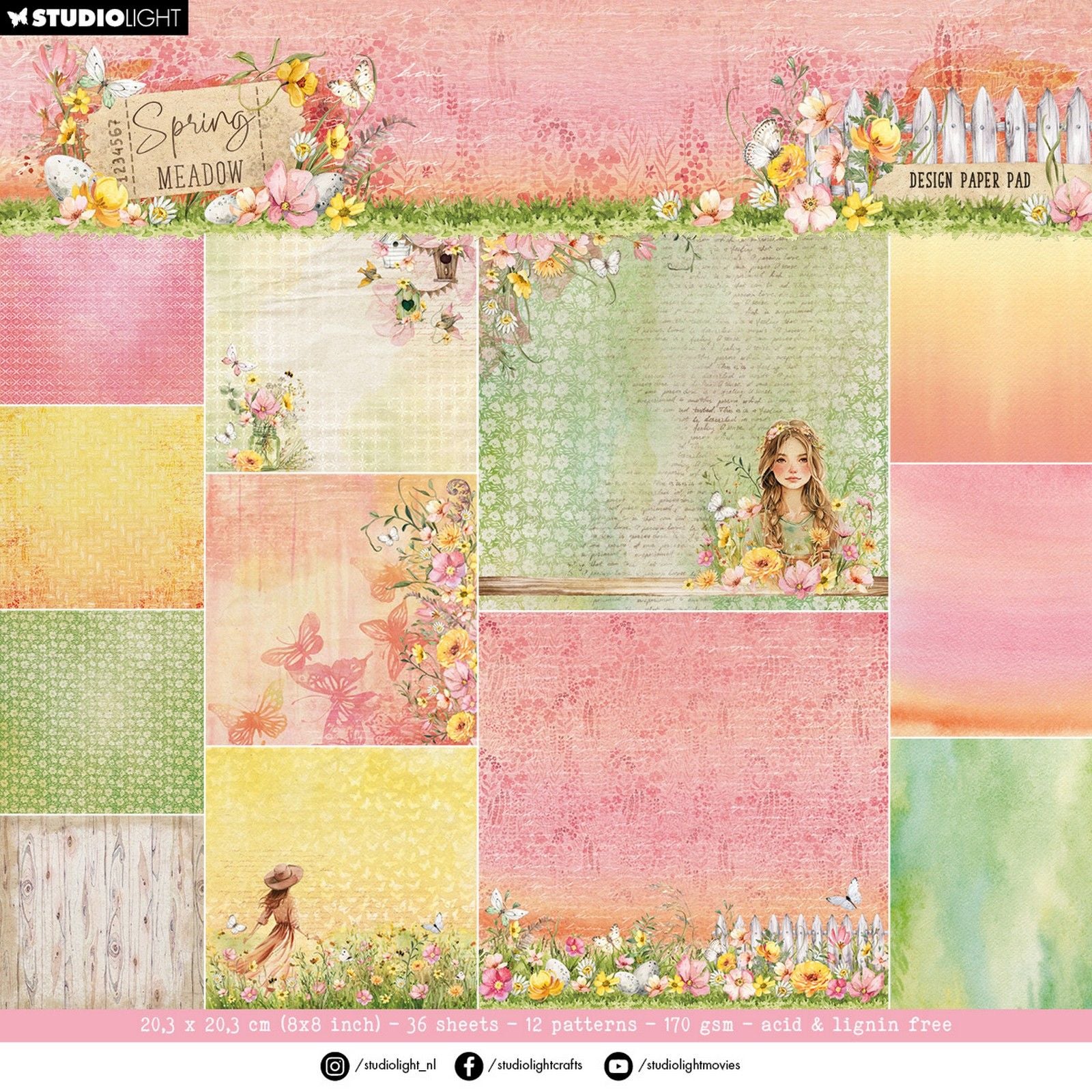 Studio Light • Papier de fond pour bloc de papier design Spring Meadow