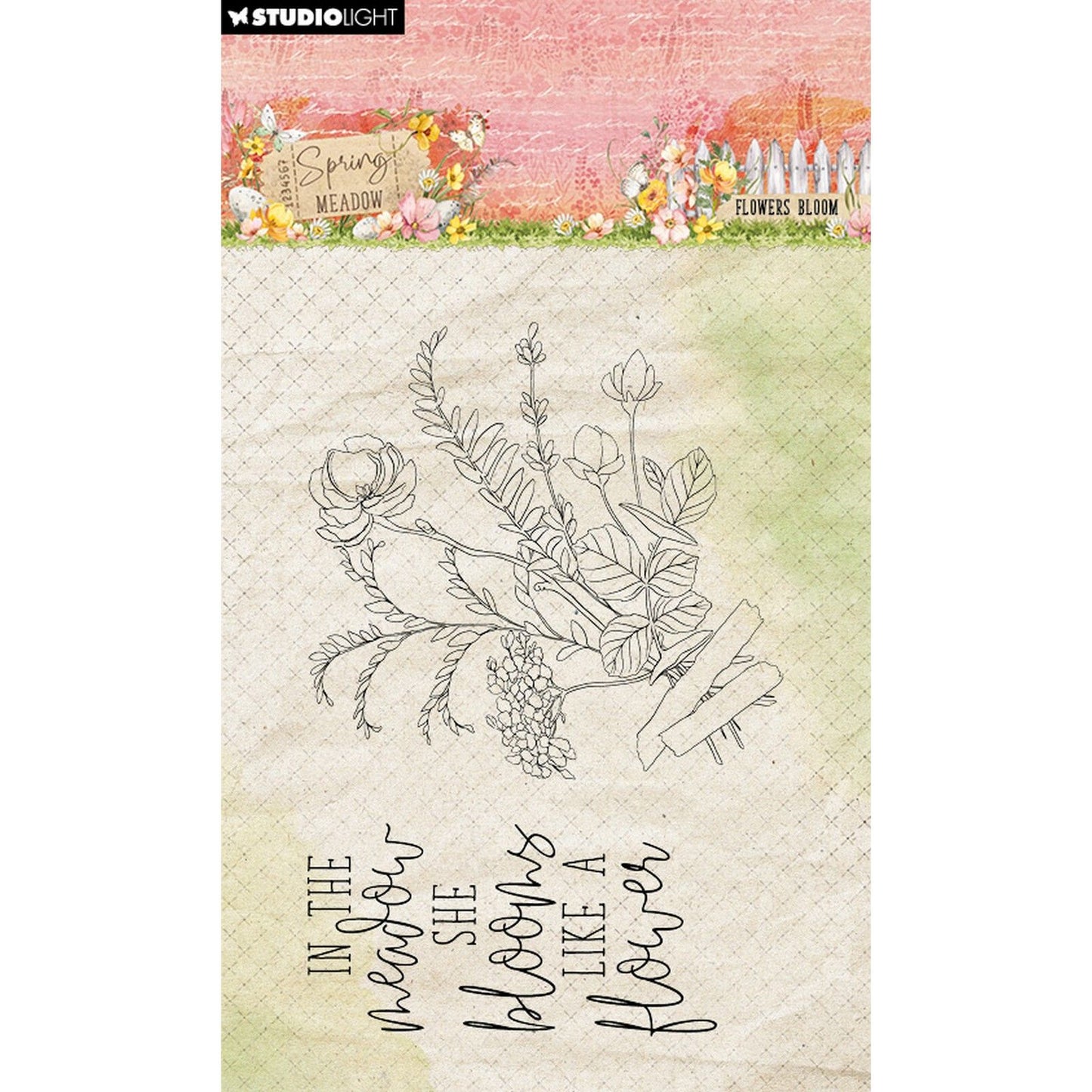 Studio Light • Prairie de printemps tampon transparent fleur floraison