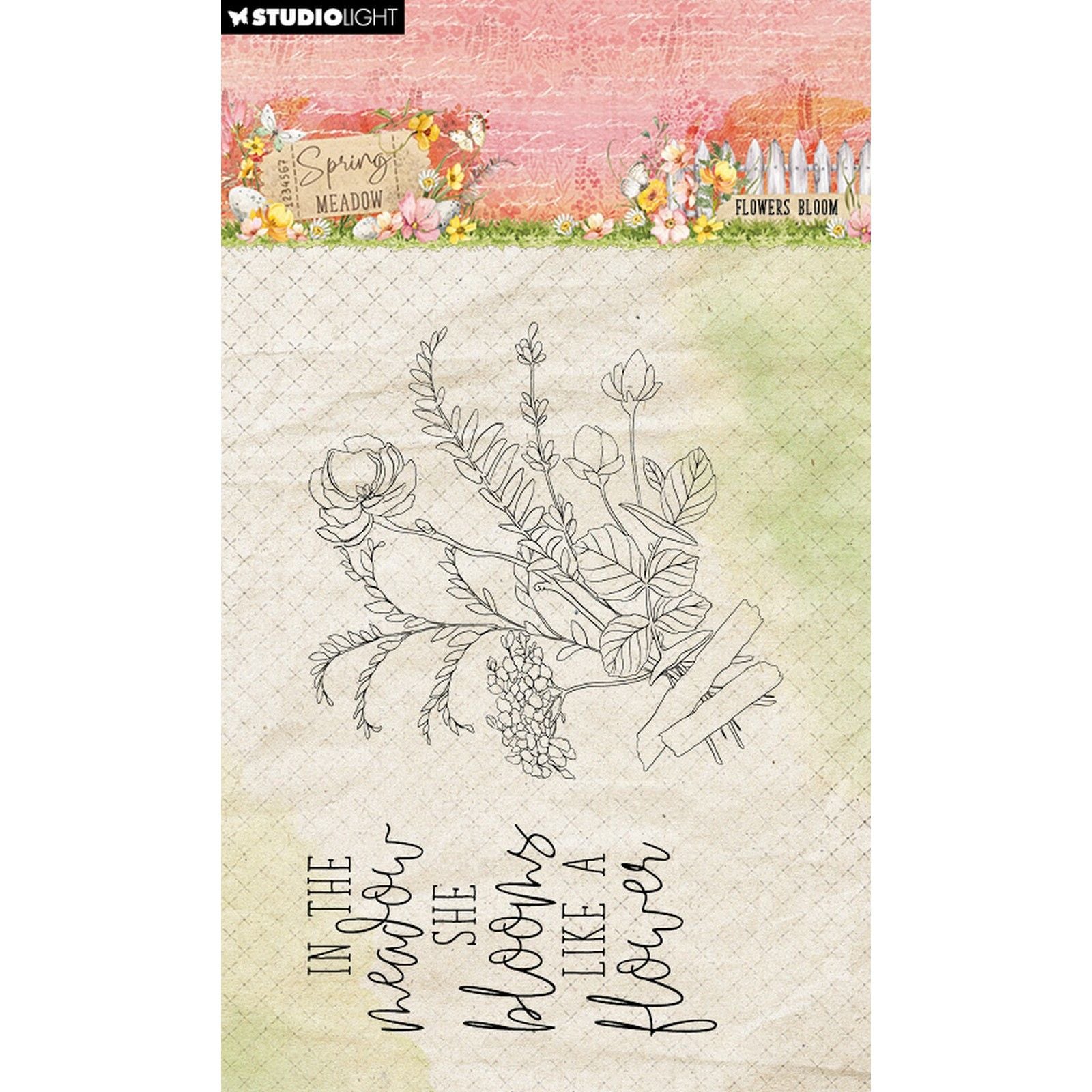 Studio Light • Prairie de printemps tampon transparent fleur floraison