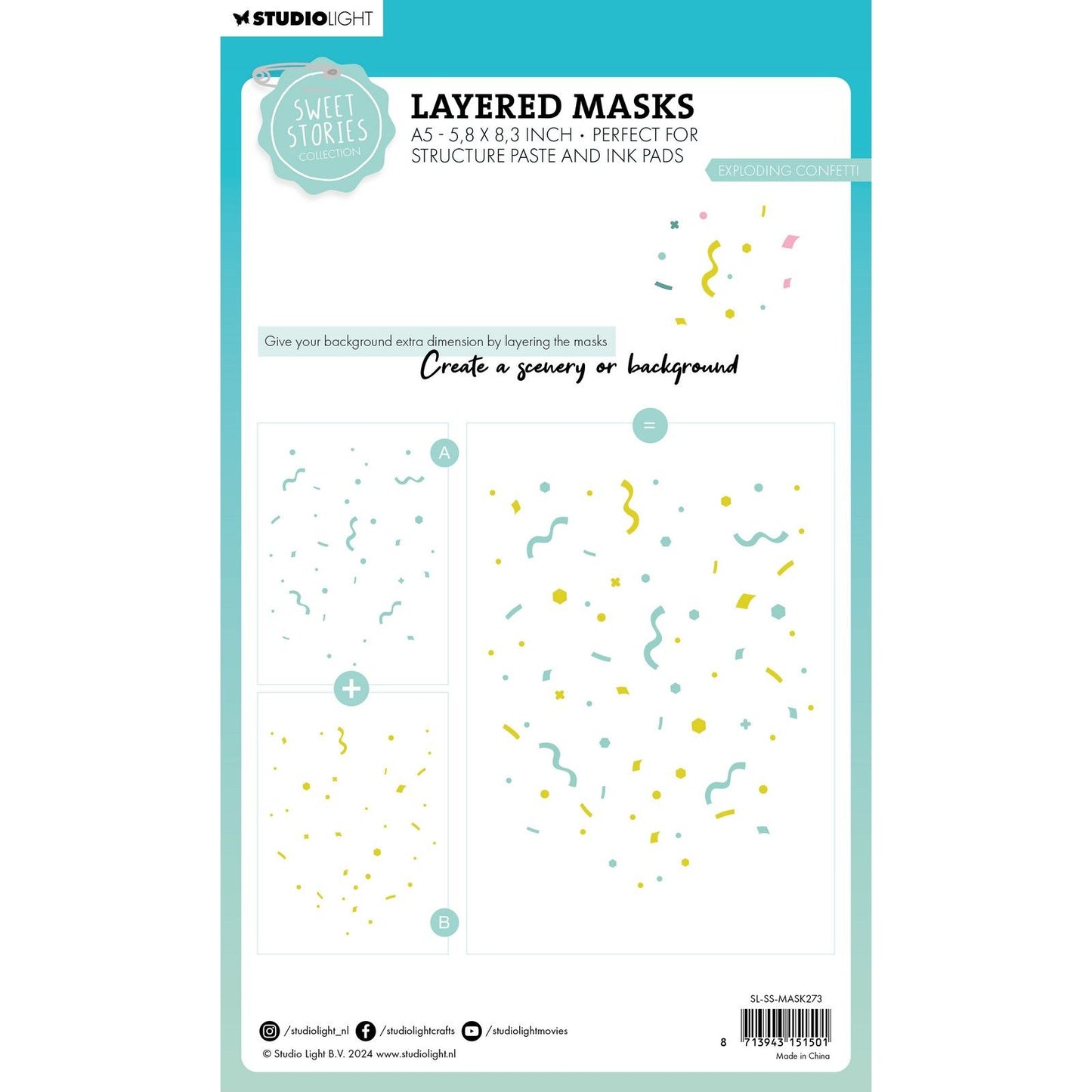 Lumière de studio • Masque d'histoires douces, confettis explosifs