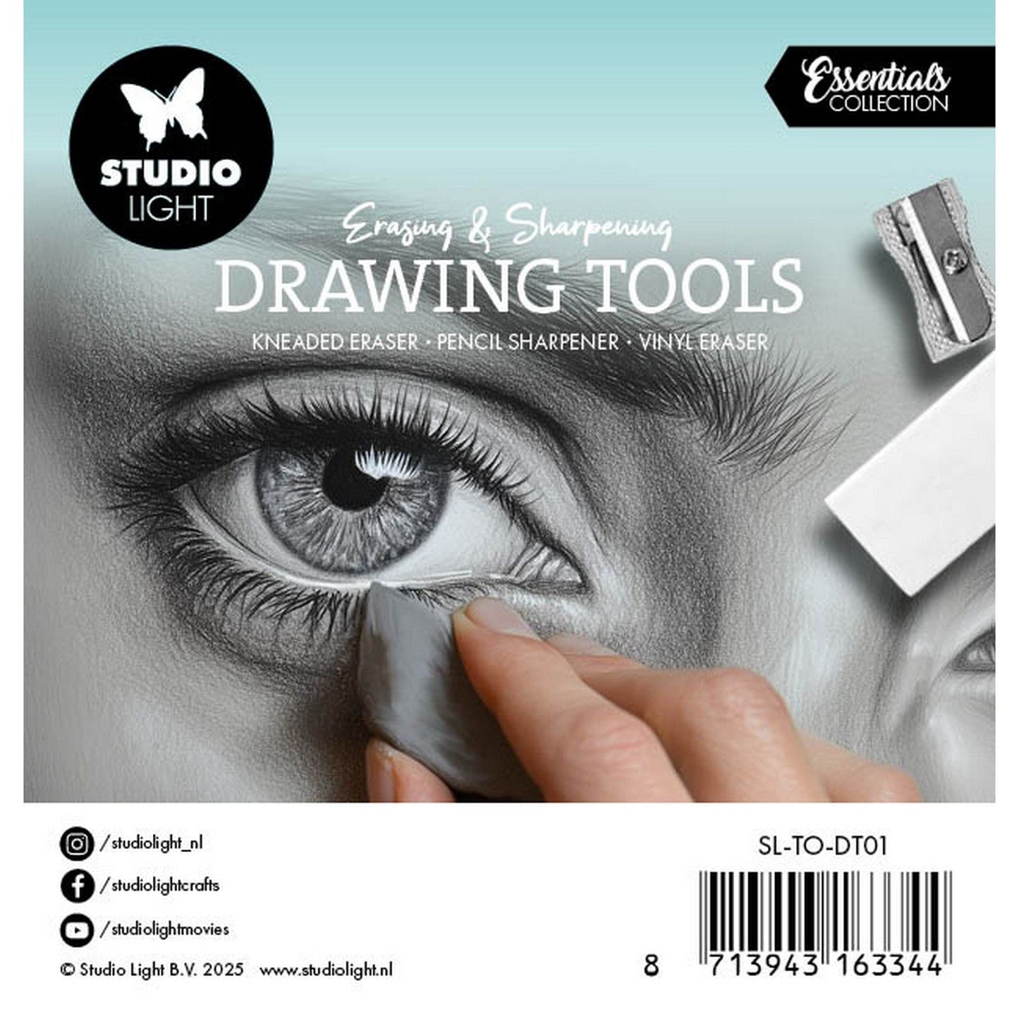 Lampe de studio • outils de dessin essentiels, gomme à pétrir, taille-crayon