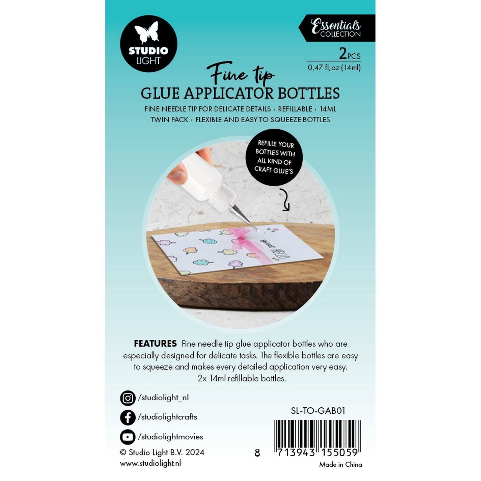 Studio light • flacons d'application de colle essentials pointe ultra fine 14 ml
