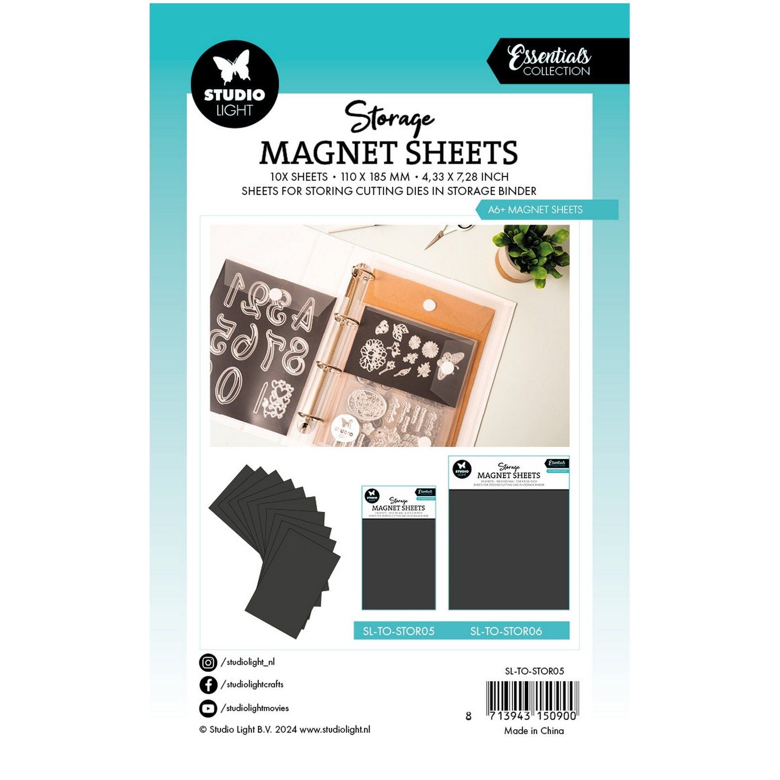 Studio light • feuilles magnétiques de rangement essentiels a6 10 pièces