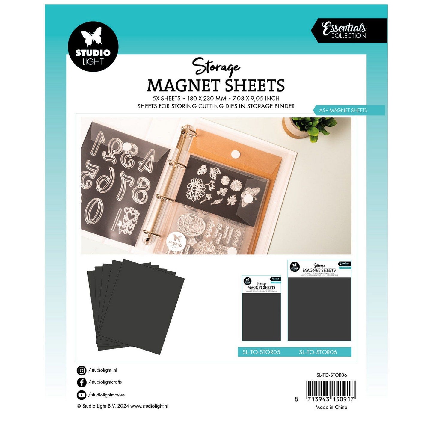 Studio Light • Feuilles magnétiques de rangement Essentials A5 5pcs