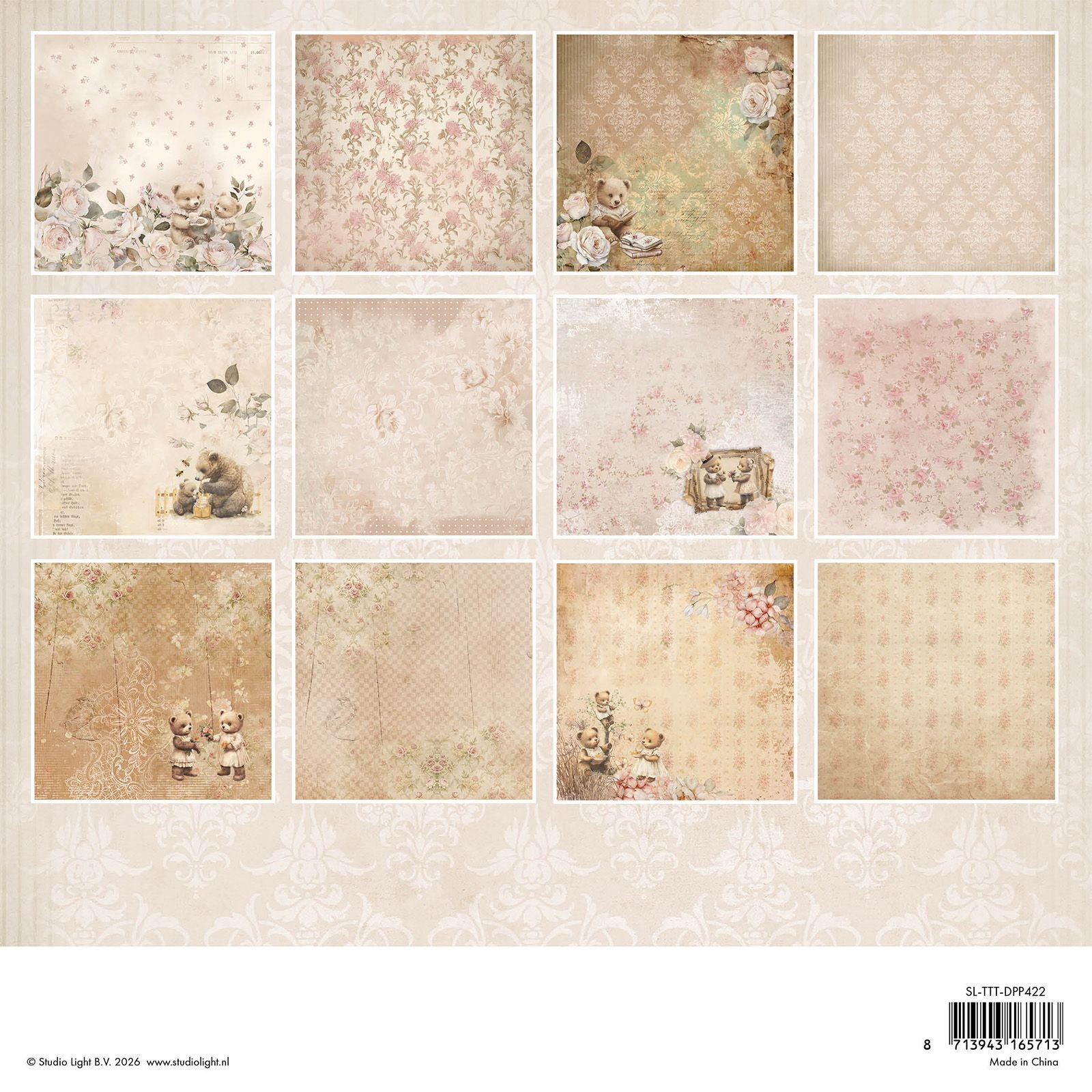 Studio Light • Bloc de papier design Teddy's Tea Time 12 motifs